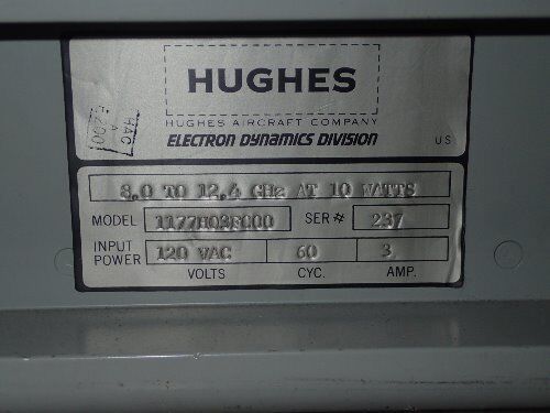 Hughes 1177H03f000 Traveling Wave Tube Amplifier 1177,8.0-12.4 Ghz At 10,120V,Bg