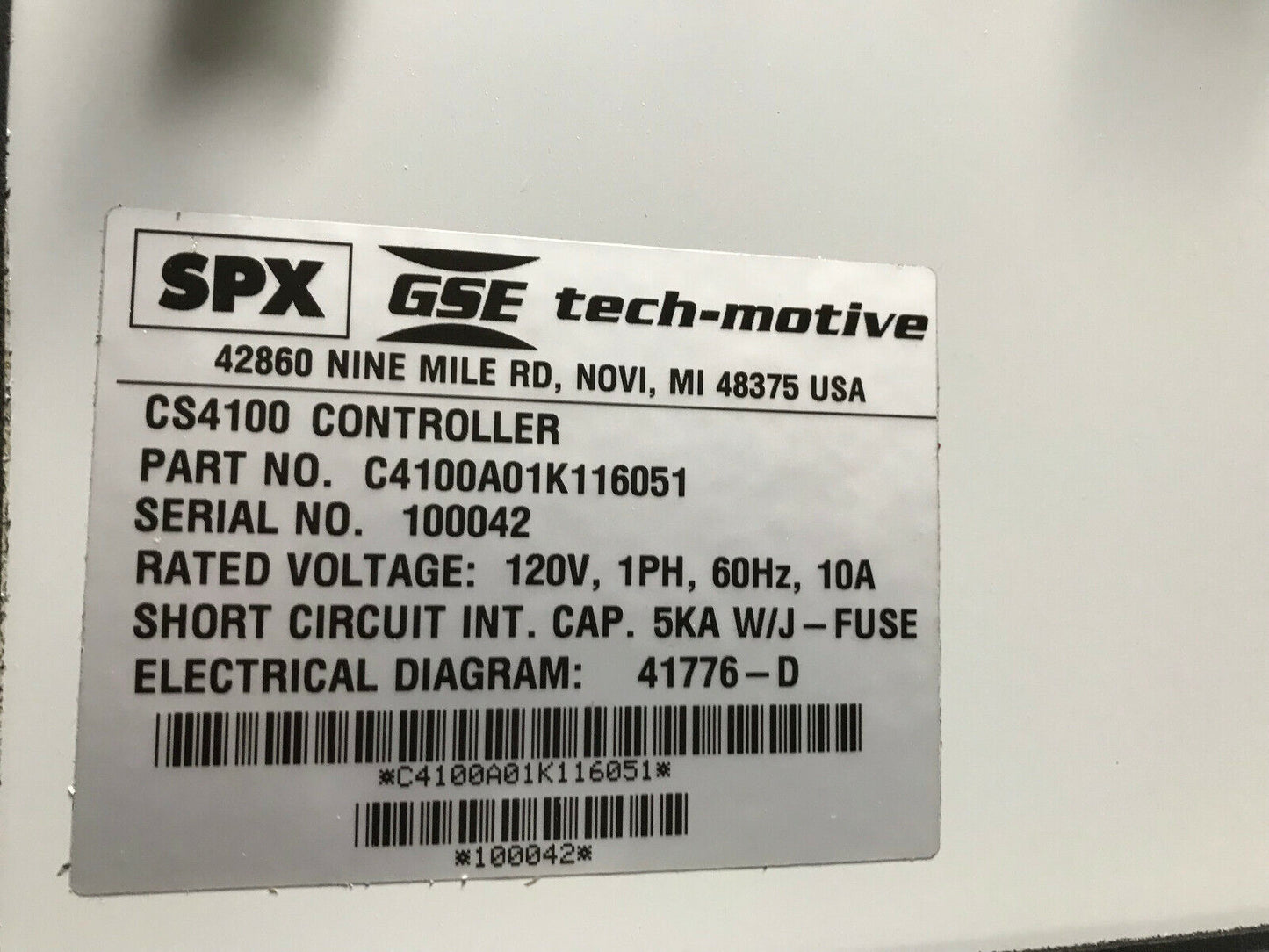 Tech-Motive Cs4100 System Controller,Gse Spx Tech-Motive Tool,49-4100-01C5,So