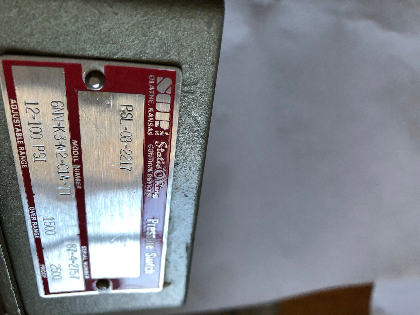 New Sop 6Nn-K3-M2-C1a-Tt Pressure Switch. 12-100Psi,Sop 6Nn-K3-M2-Cia-Tt,Ag