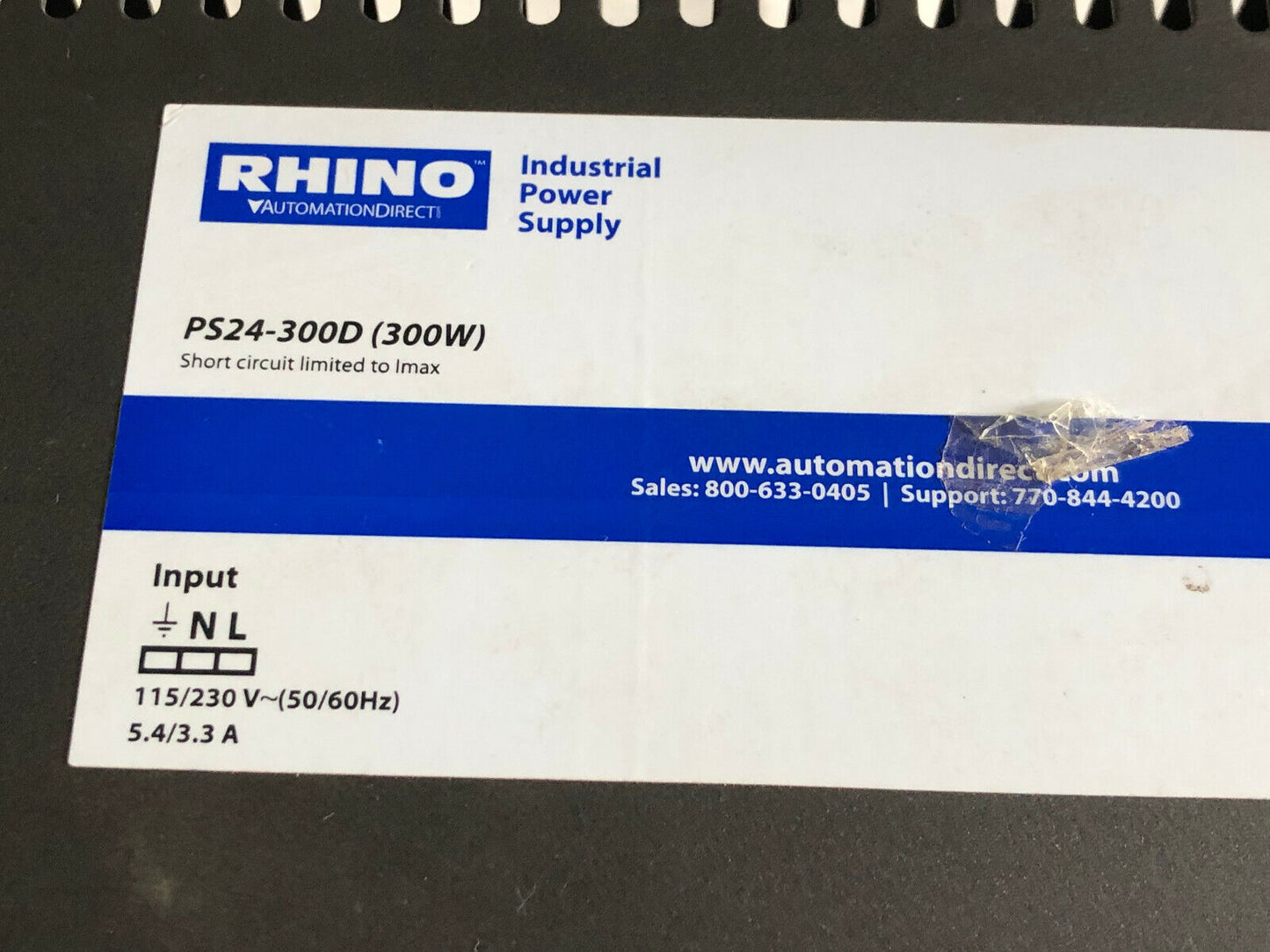 Rhino Ps24-300D (300W) ,48400003 Industrial Power Supply 24Vdc/12A,Ae