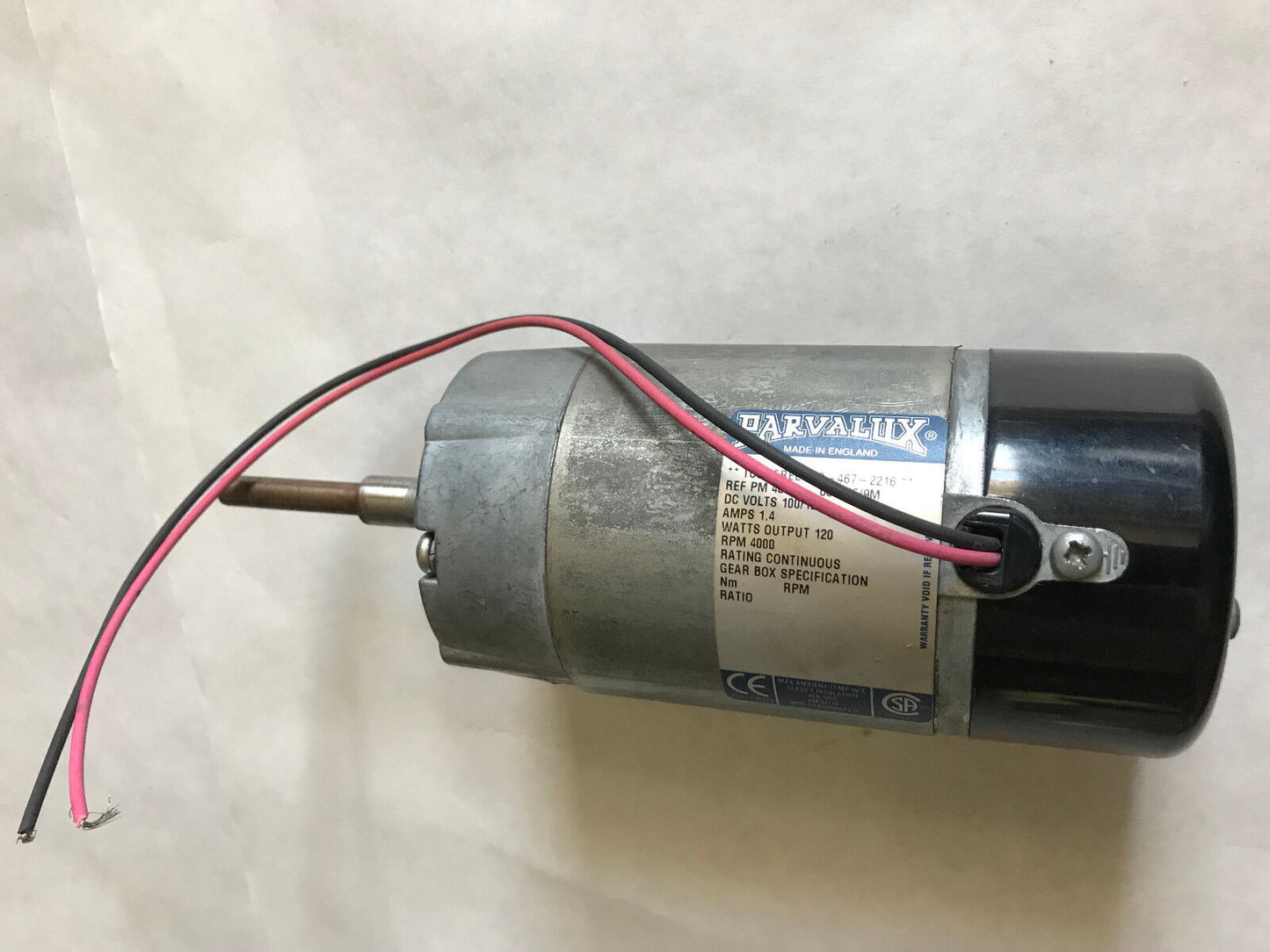 Parvalux Dc Motor 100/120V Dc,1.4A,120 Watts,4000 Rpm Ref Pm 4D 630295/9M,Sa