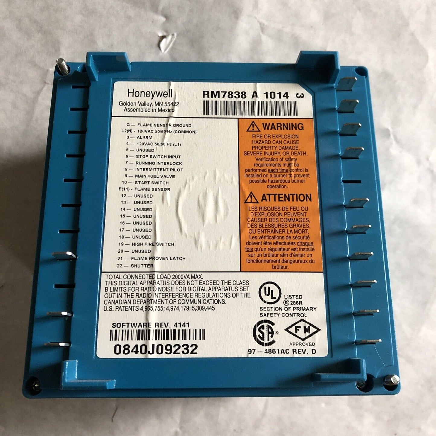 Honeywell Rm7838a1014 Burner Control Rm7838 A 1014 Module ,Bi,Cw