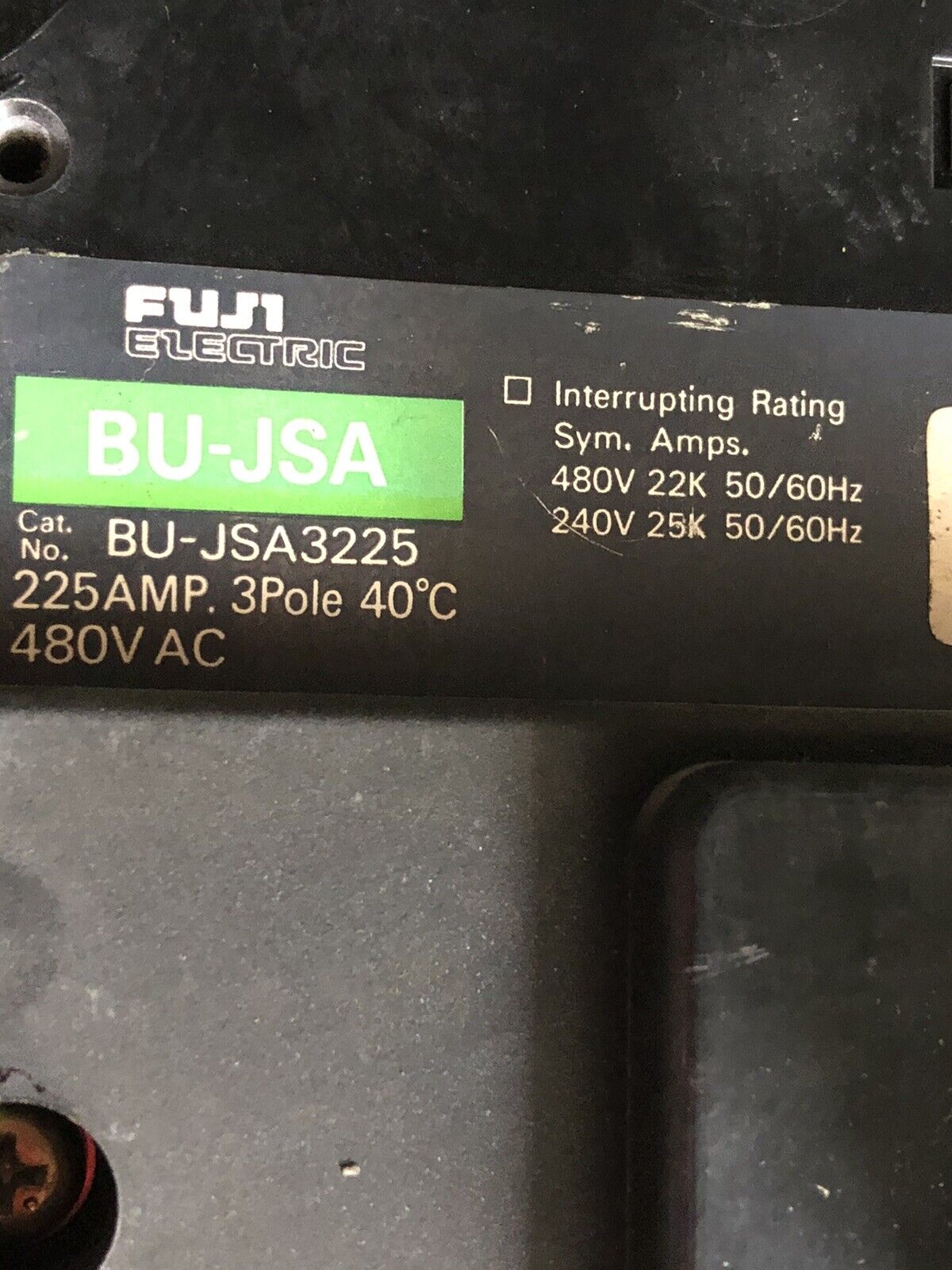 Fuji Bu-Jsa,Fuji Bu-Jsa3225 Circuit Breaker, 225 A, 3-Pole, 480 Vac,Tc