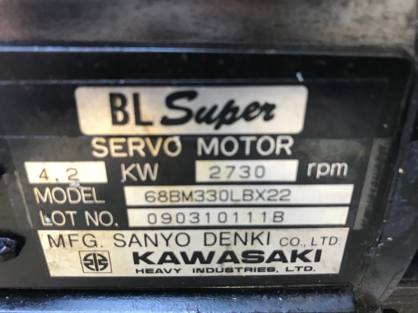 Sanyo Denki 68Bm330lbx22,Kawasaki Bl Super 68Bm330lbx22 Servo Motor,4.2 Kw,Ab