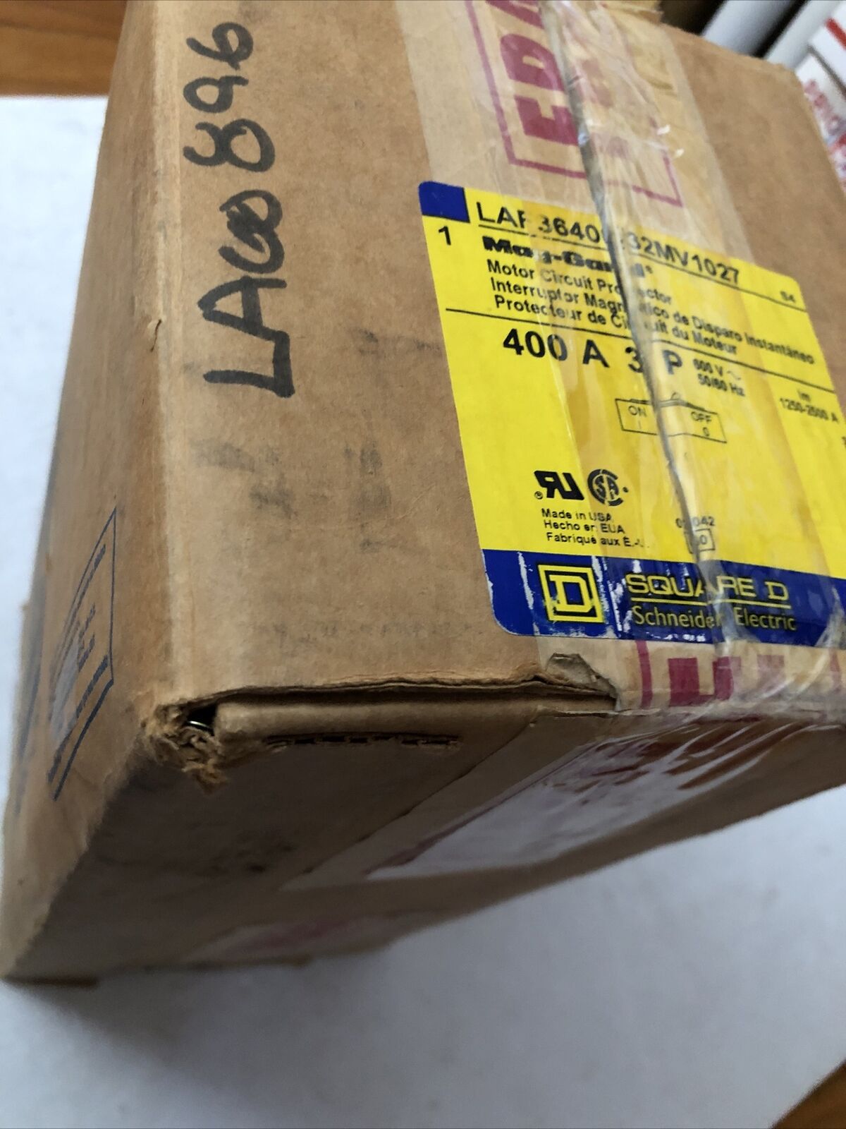 New Square D Laf3640032mv1027 Circuit Breaker 400Amp 600V Molded Case,400A,Cs