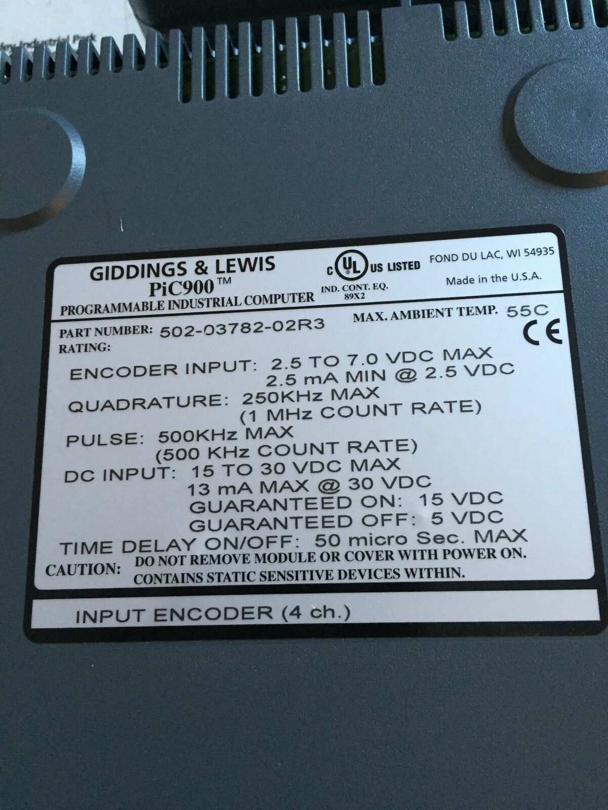 Giddings & Lewis 502-03782-02R3,Pic900,4Cha.,3.3-16.5V,502-03786-02 Encoder,Cg