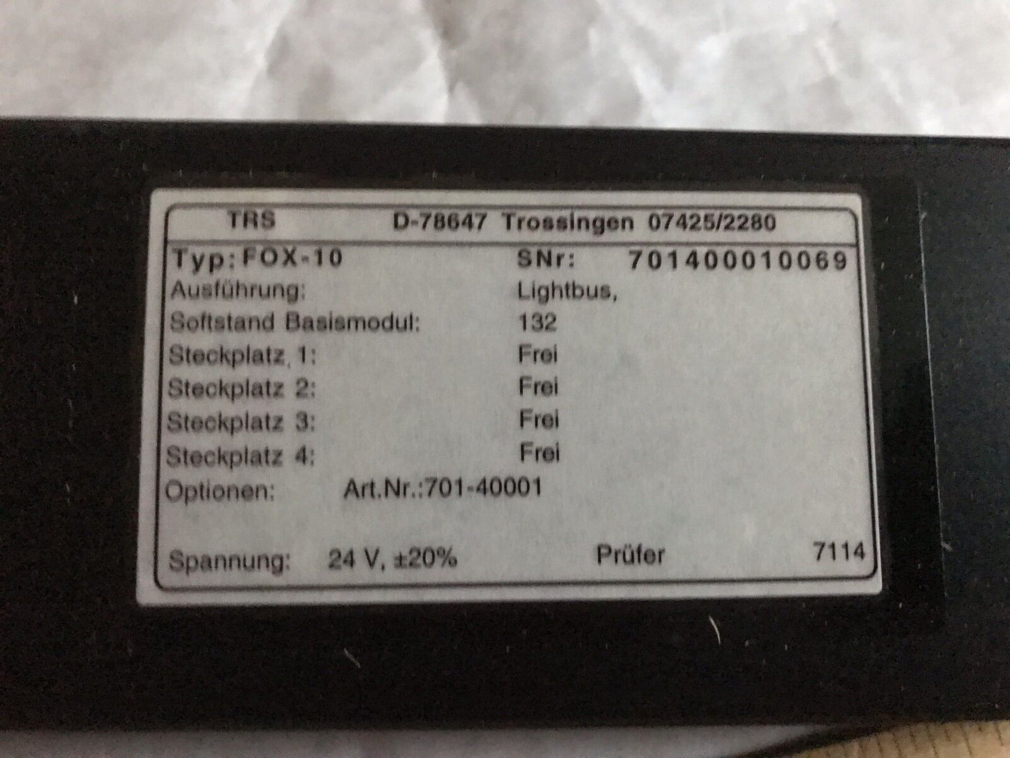 New Trs Fox-10 Fo-Ii/O Lightbus Module,D-78647 Trossingen,Trs X10,Ek