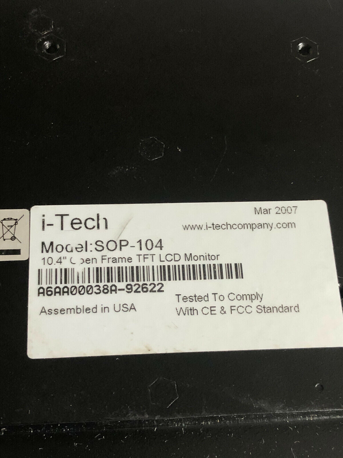 Itech Sop-104 Open Frame Tft Lcd Monitor, Itech S0p-104,Bg