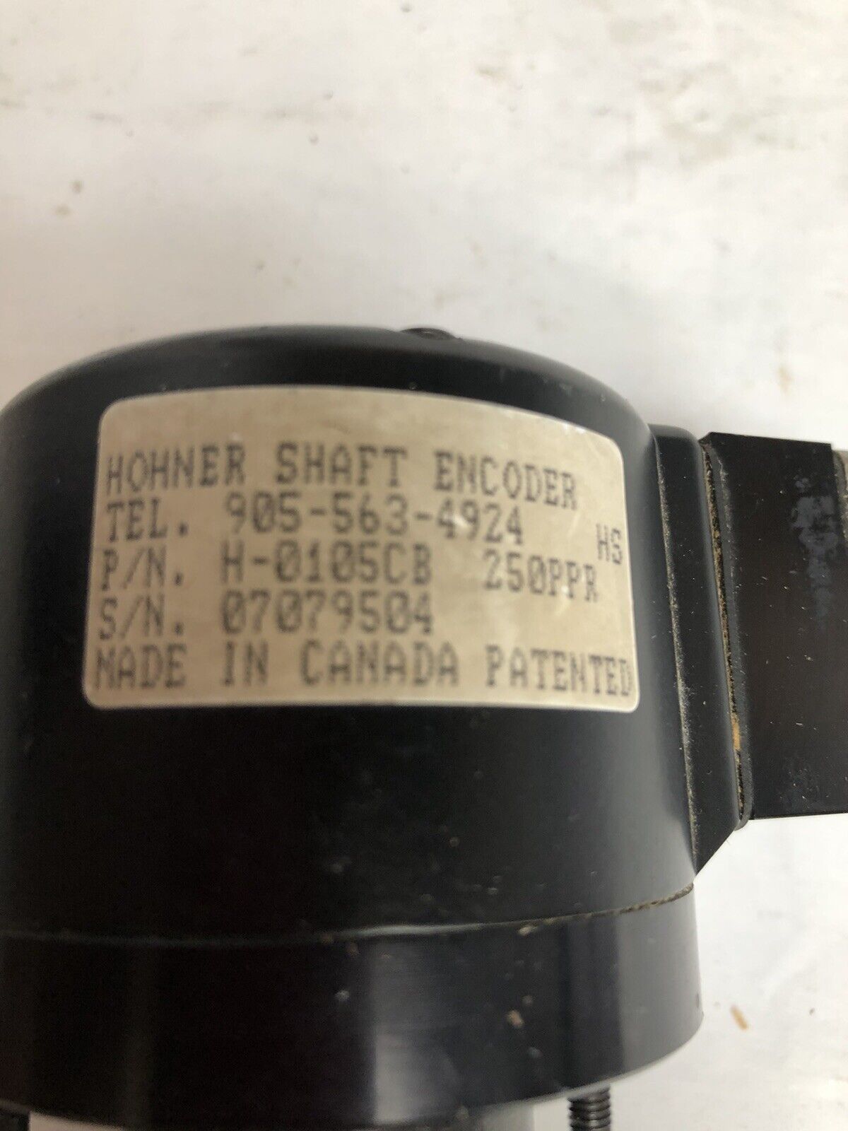 Hohner H-0105Cb 250Ppr Shaft Encoder, 3/8" Shaft,Dl