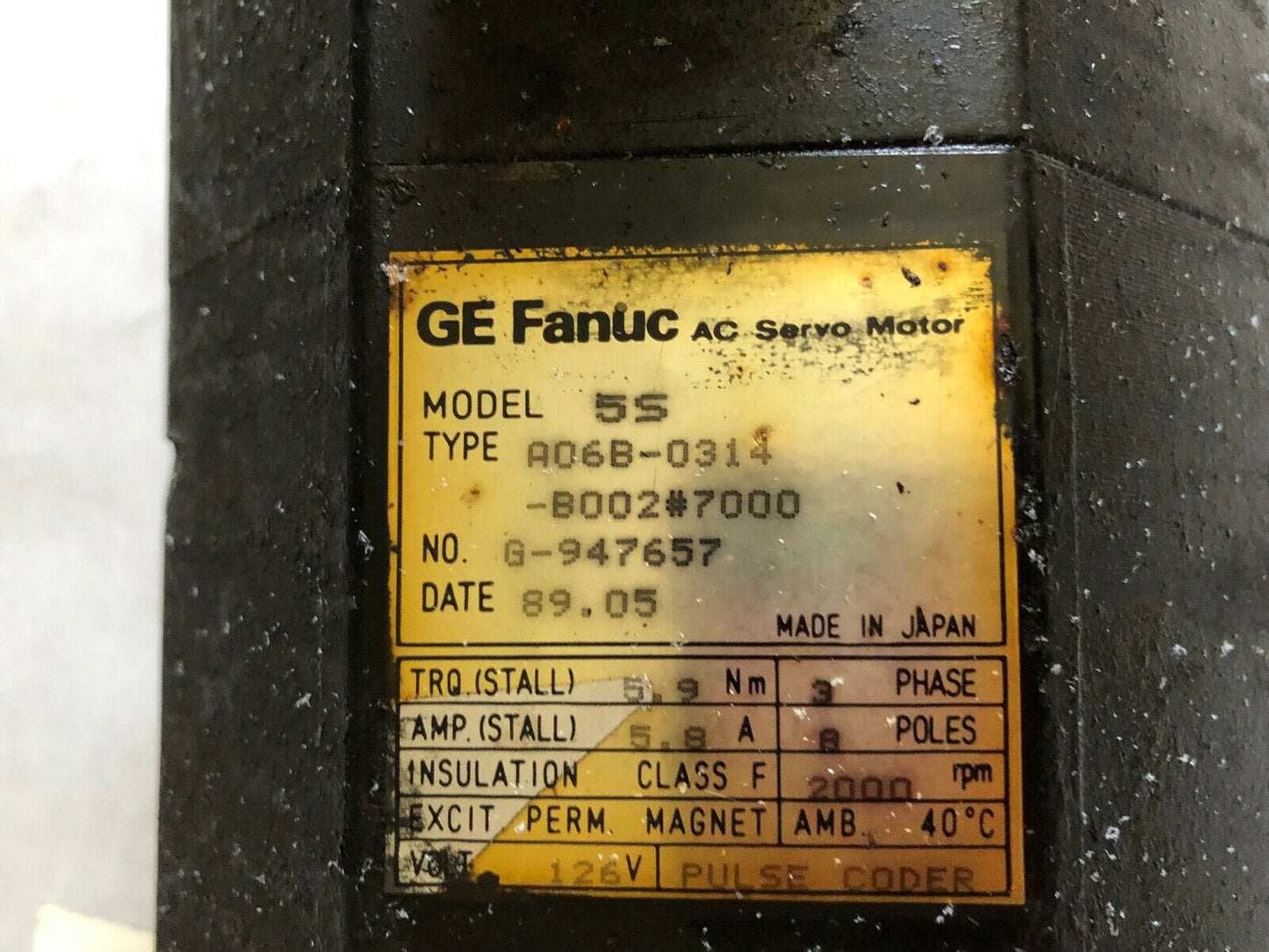 Ge Fanuc A06b-0314-B002#7000 Ge Fanuc A06b-0314-B002 Ac Servo Motor 2000Rpm,Se