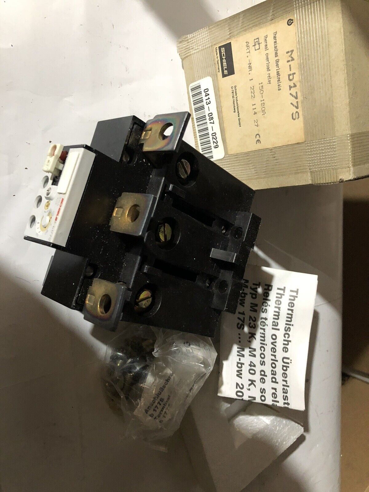 Schiele M-B177s Thermal Overload Relay,150-180 Amps,1222 114 27 D-78132 315A,To
