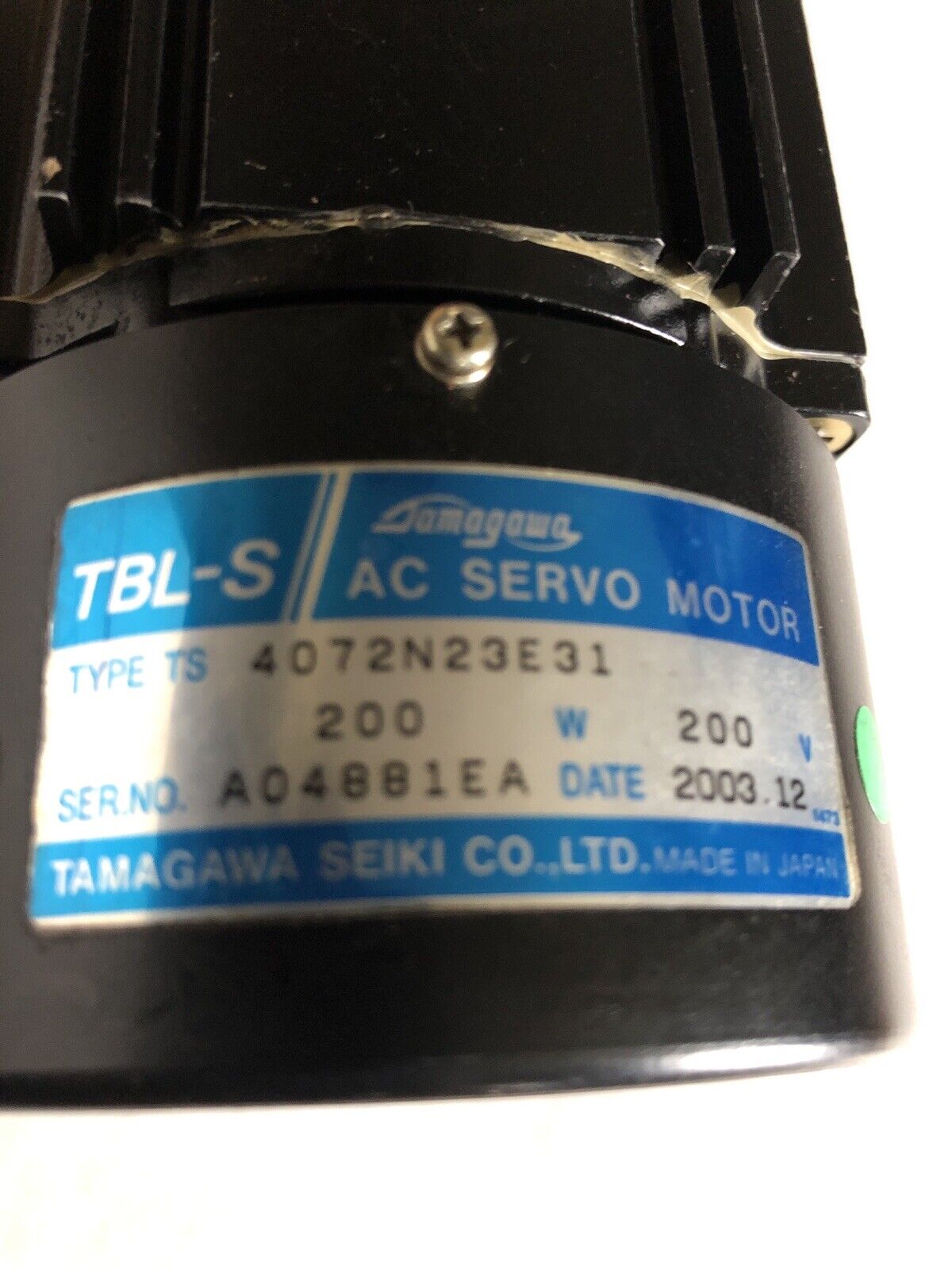 Tamagawa 4072N23e31 Tbl-S Ac Servo Motor, 200-Vac,Ee