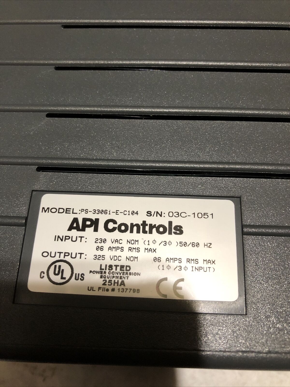 Api Ps-3306I-E-C104 Controls Servo Drive, Ps-33061-E-C104,1P/3P 2.3Kw 230V/6A,Bf