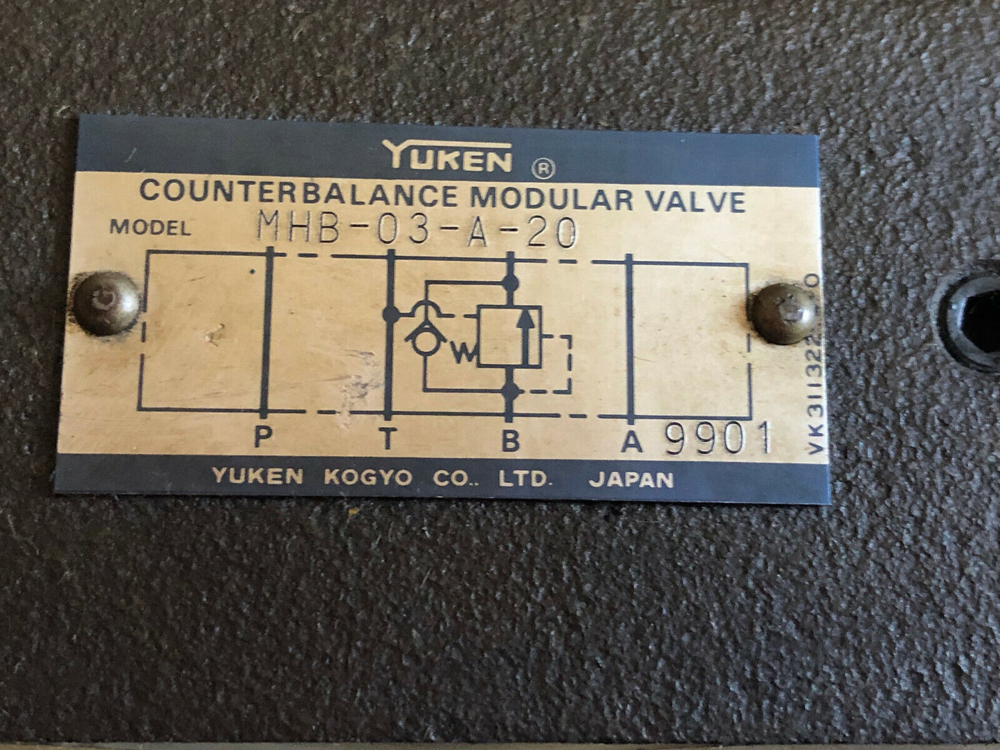 New Yuken Mhb-03-A-20,Vk-311322 1-0 Counterbalance Modular Valve,Mhb-03A20,Tn