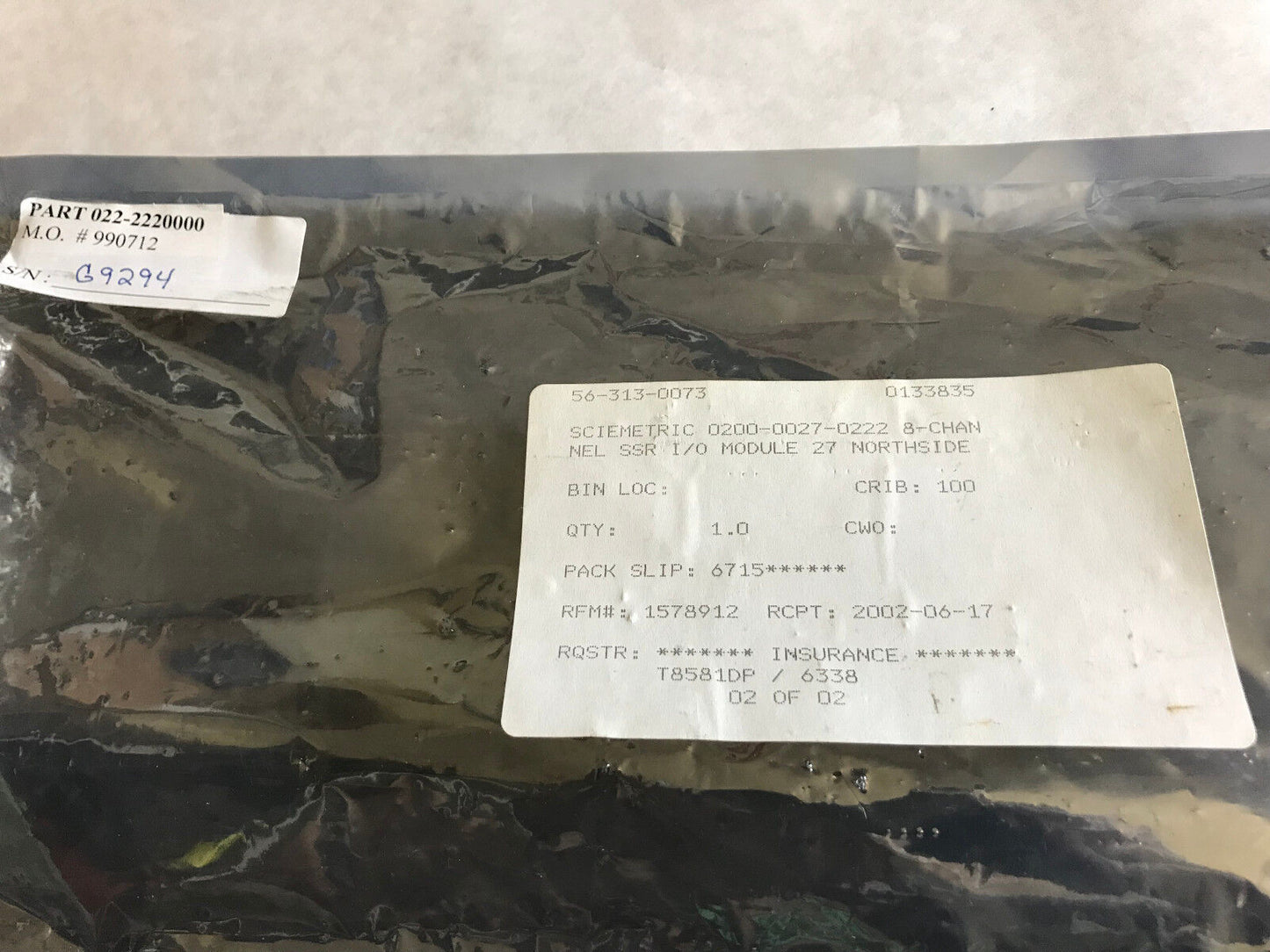 Sciemetric 222 Solid State Relay Module,200 Card Address,Solid State 222,Ag