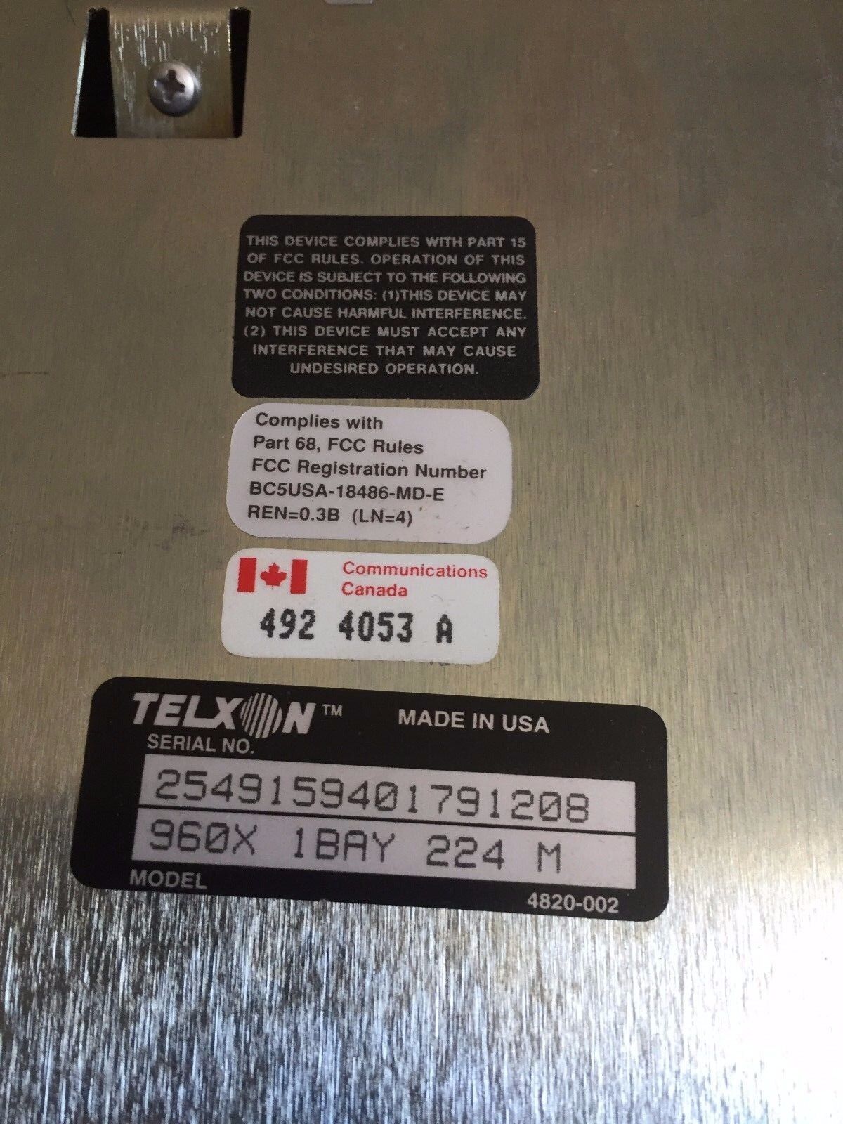 New Telxon 960X 1Bay 224 M,Telxon 960 Scanner Cradle 960 Battery 4820-002,By