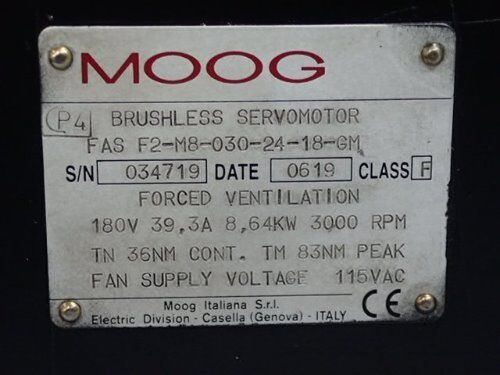 Moog Fas F2-M8-030-24-18-Gm Dc Servo Motor,180V,8.64 Kw,Ao