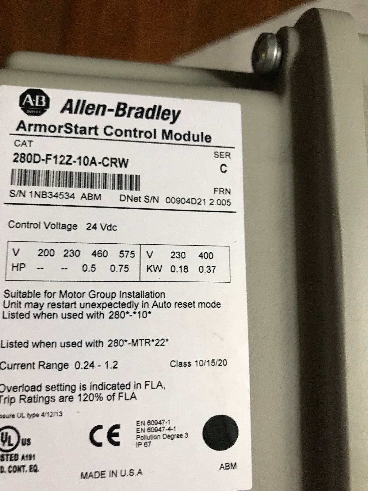 Allen Bradley 280D-F12z-10A-Crw Armorstart Control Module 280D-Fn-10-C Base,Sm