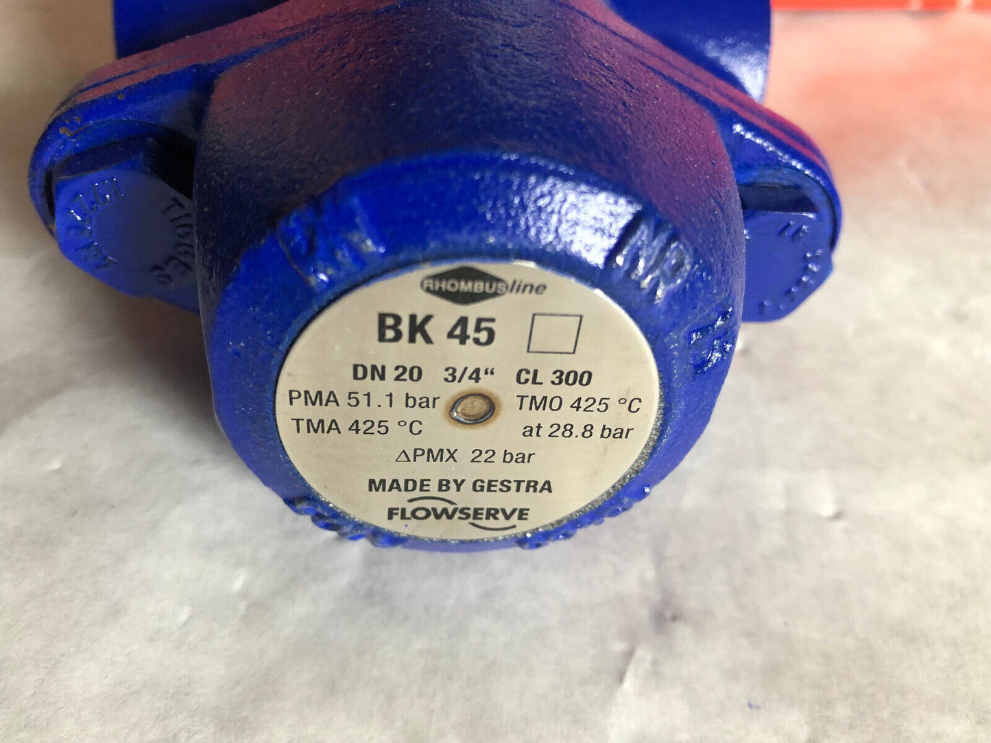 3/4" Flowserve Bk 45 Dn 20 3/4" Cl 300 Thermostatic Steam Trap,Gestra 0460 Rn,Ao