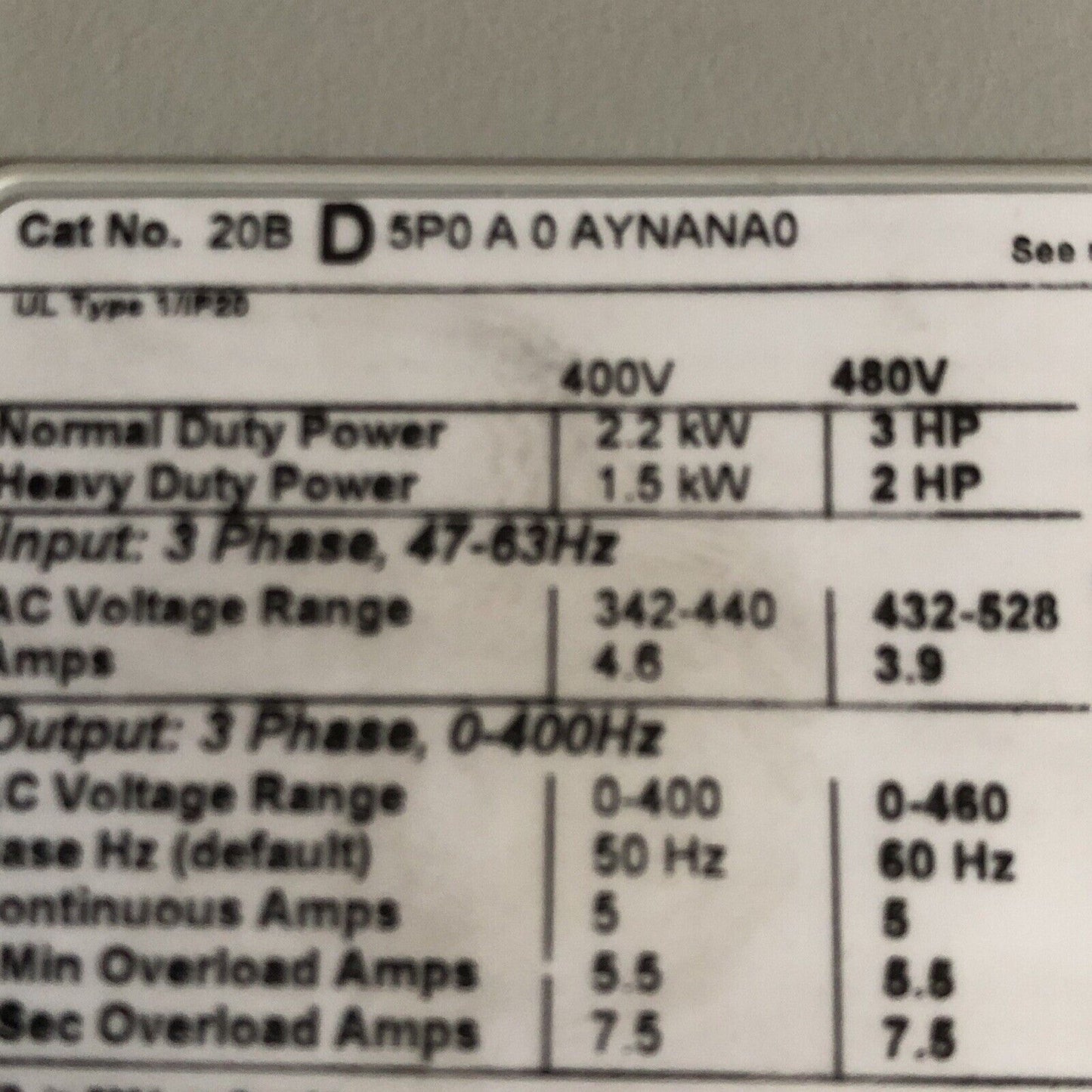 New Allen Bradley 20Bd5p0a0aynana0 Drive,Power Flex 700,20B D 5P0 A 0 Aynana0,Eb