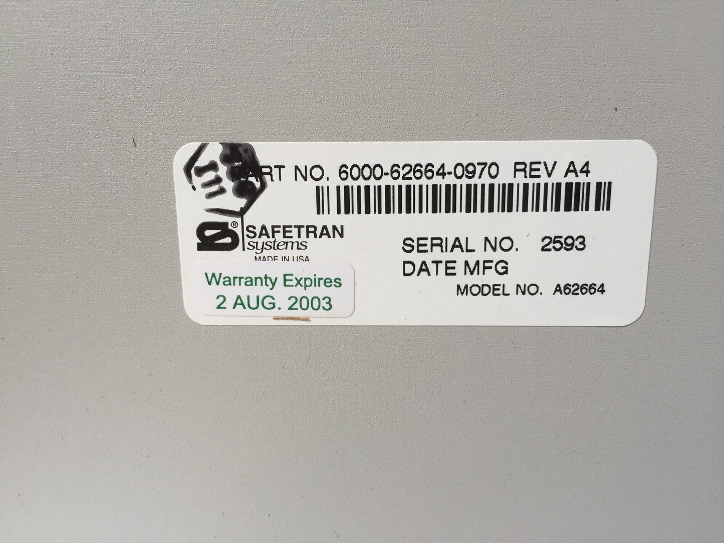 New Safetran 6000-62664-0970,62668,62664,Simulator Bi-Directional Assembly,Dl