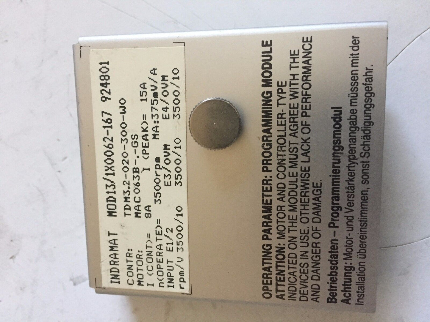 Indramat 13/1X0062-167 Bosch Program Tdm-3.2-20-300-W0 Mod131x0062167,Bv