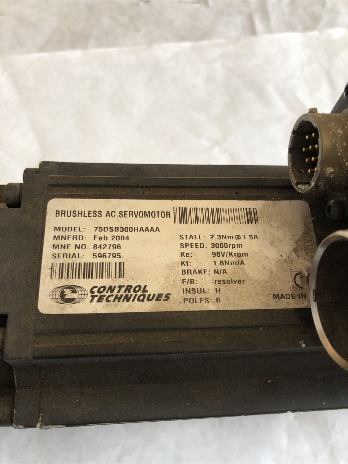 Control Techniques 75Dsb300haaaa Servo Motor Brushless Dutymax Ds Rated Vo,Bz