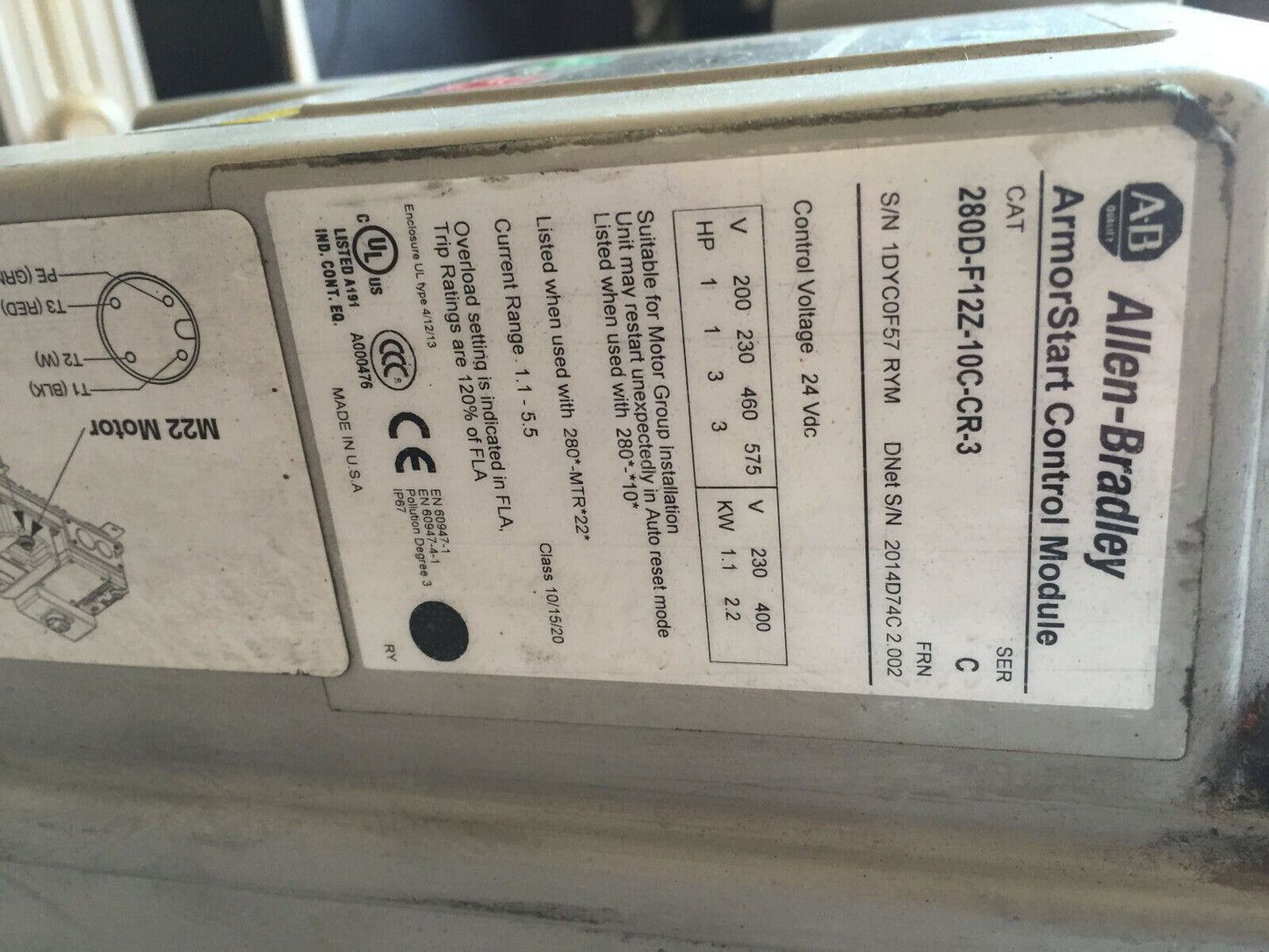 Allen Bradley 280D-F12z-10C-Cr-3 Armorstart Control Module A-B 280D-Fn-10-C,Et