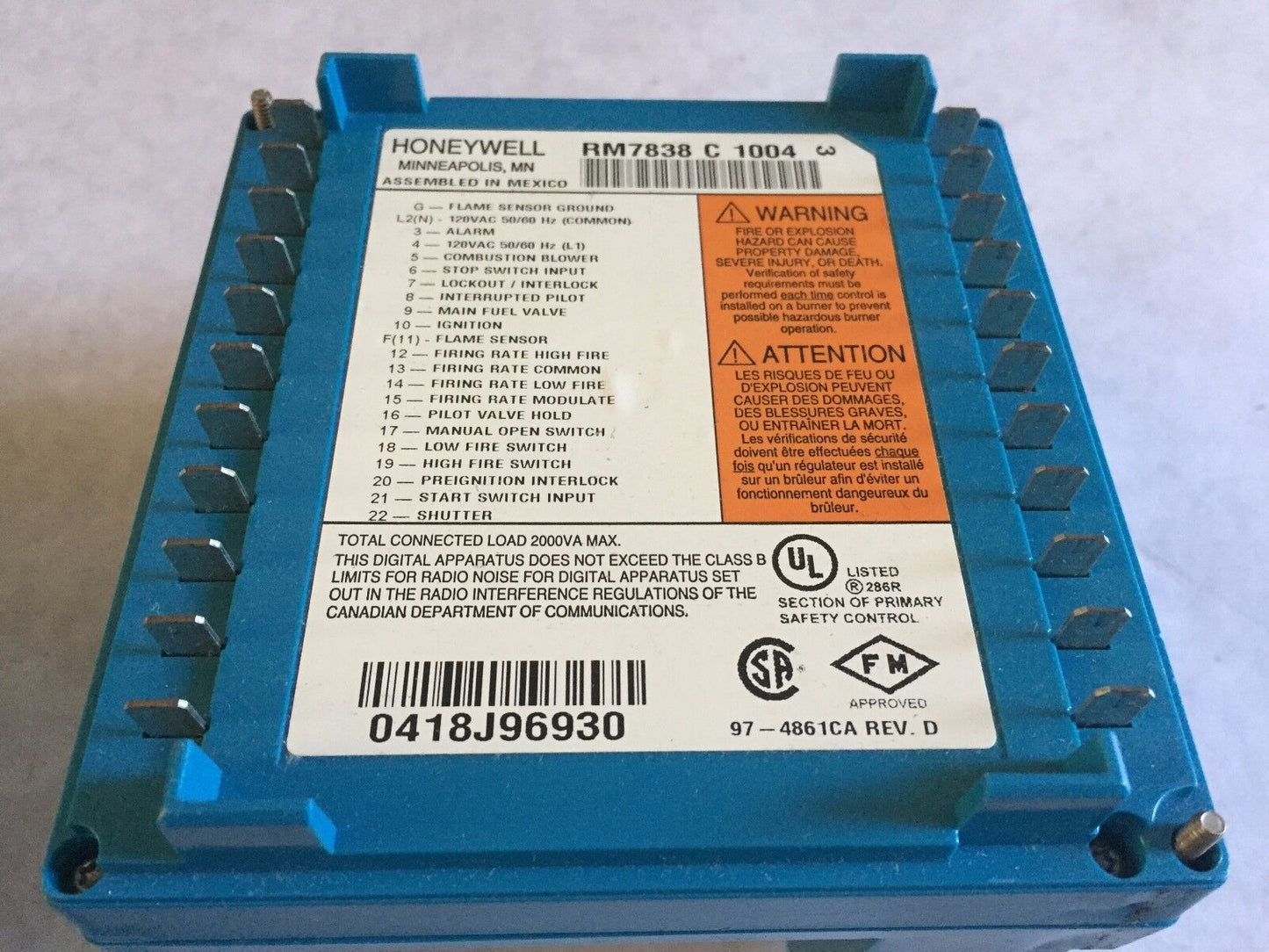 Honeywell Rm7838c1004 Honeywell Burner Control Rm7838 C 1004 ,Ee,Ea