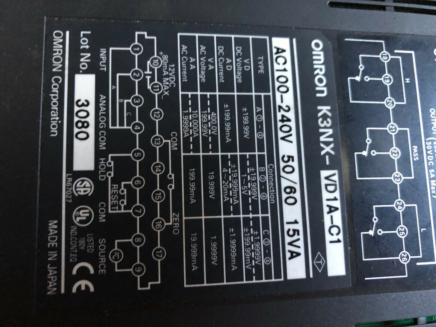 Omron Digital Panel Meter K3nx-Vd1a-C1,Si