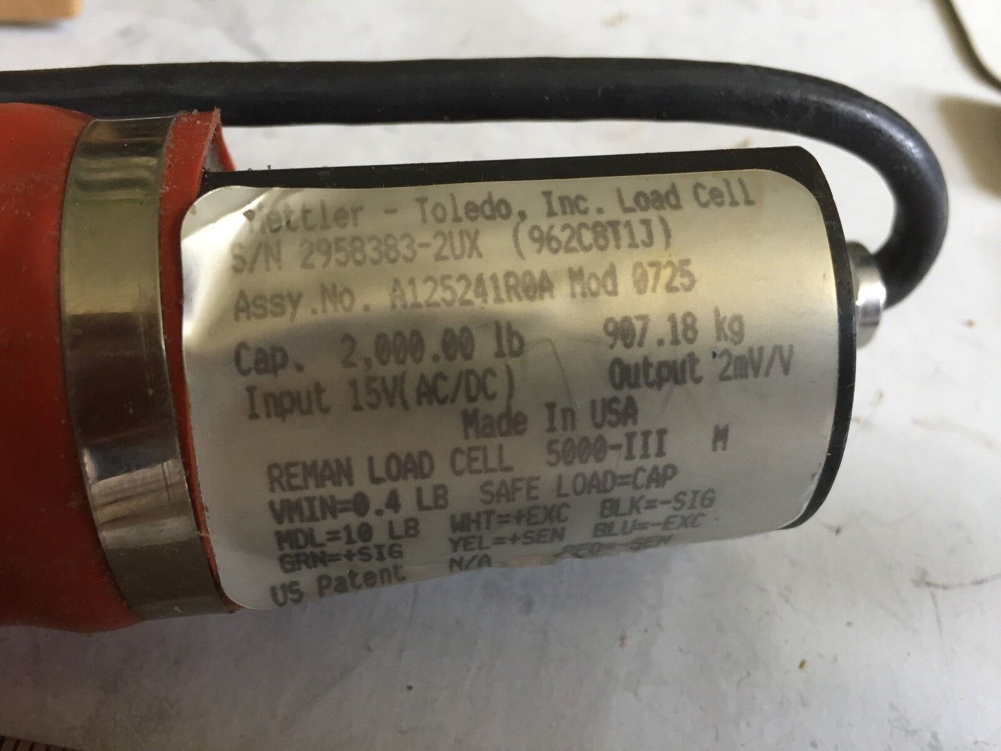 New Mettler Toledo A125241r0a Mod 0725 Load Cell 2000Lb Cap 907.18Kg W/Cable,Fm