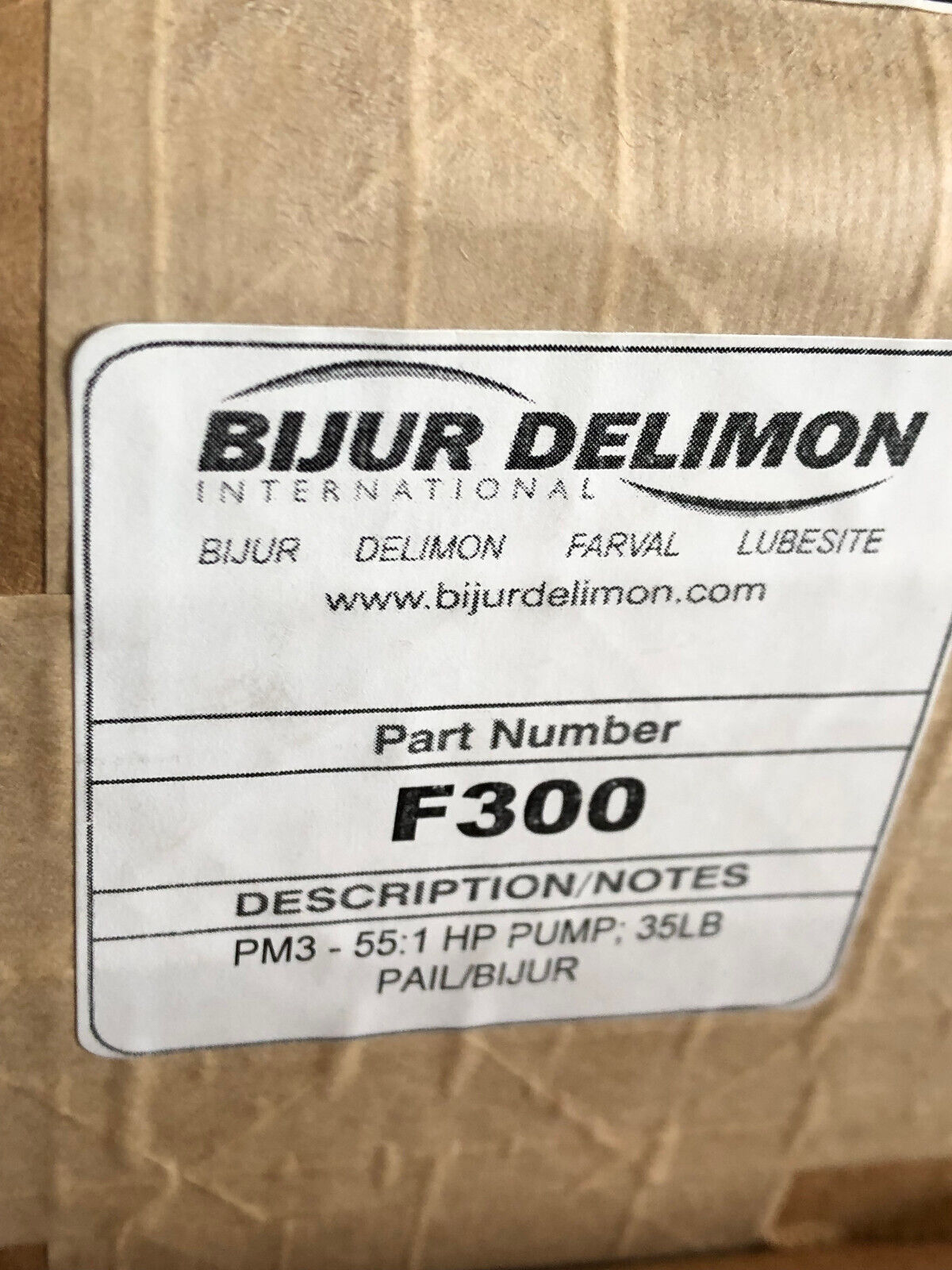 New Bijur Delimon 9120,Bijur Delimon F300 Pm3-55:1 Hp Pump. 35Lb Pail/Bijur,Ak
