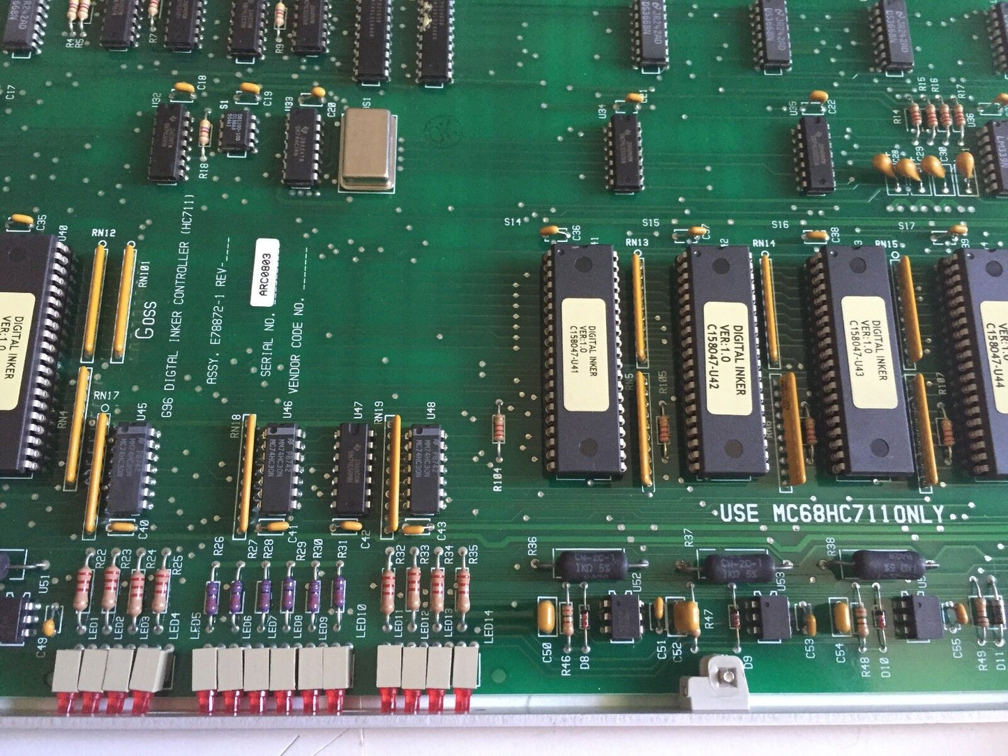 Rockwell E78872-1 Intl Corp Controller G96 Digital Inker Controller,Mc68hc711,Ee