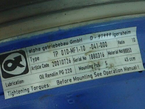 Alpha Tp 010-Mf1-10-041-000,S-20002939-F Gear Box, Ratio: 10 (A Little Noisy),Ec
