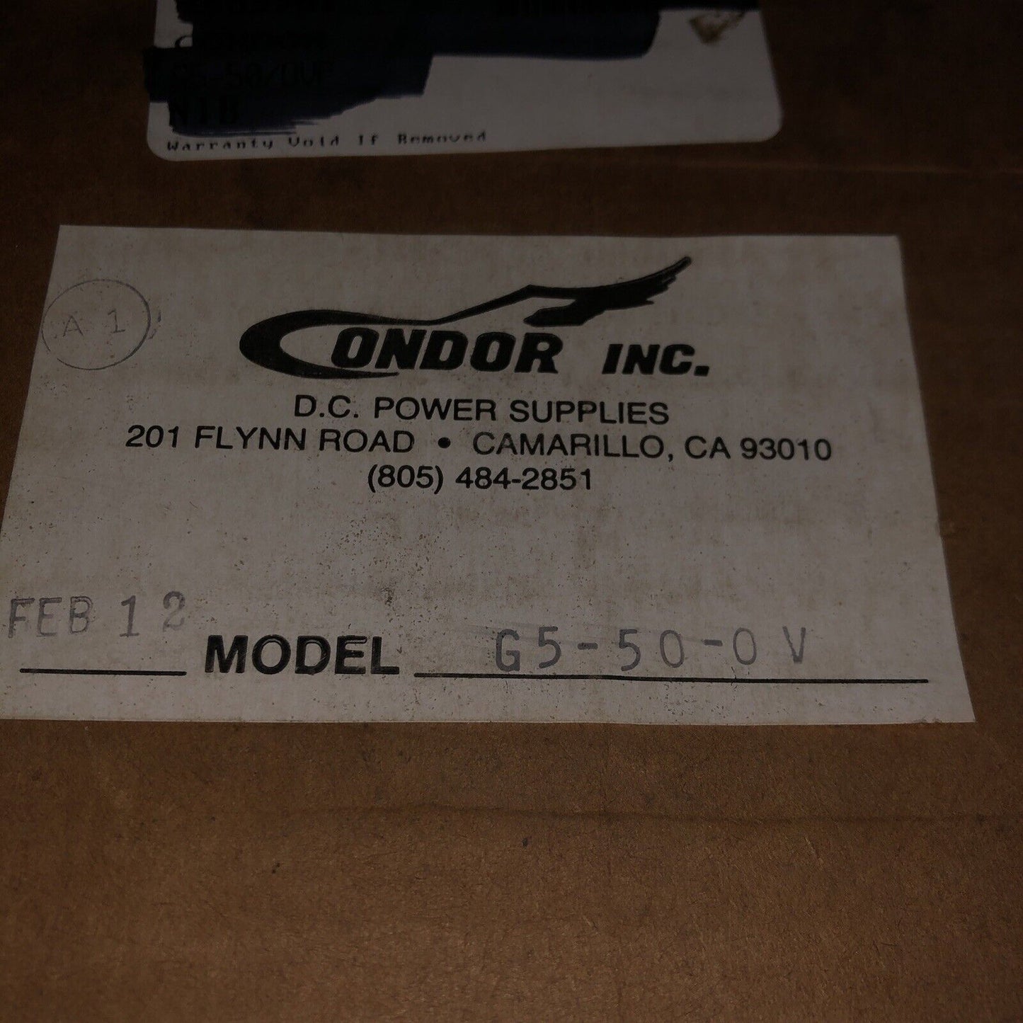 New Condor G5-50/Ovp Power Power Supply Output 5Vdc At 50Amps In 115/230Vac,Ao