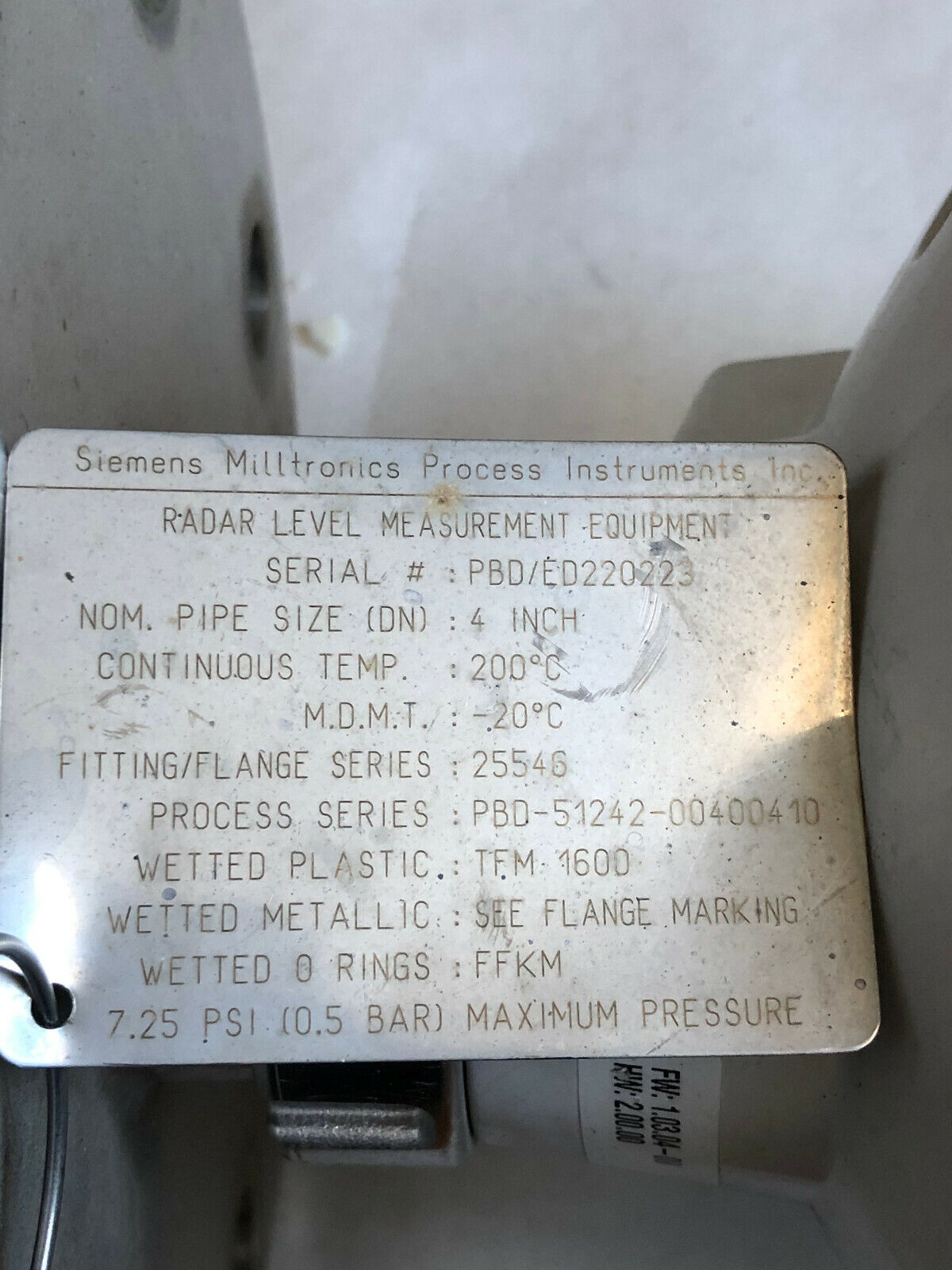 Siemens 7Ml 54311Bc200db1 Sitrans Lr250 Radar Level Transmitter 1/2 Npt,Aa