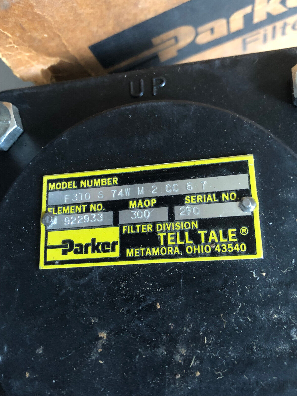 Parker Hannifin F310 S 74W M 2 Cc 6 7 Hydraulic Filter,922933,300,F310s74w M2,Bs