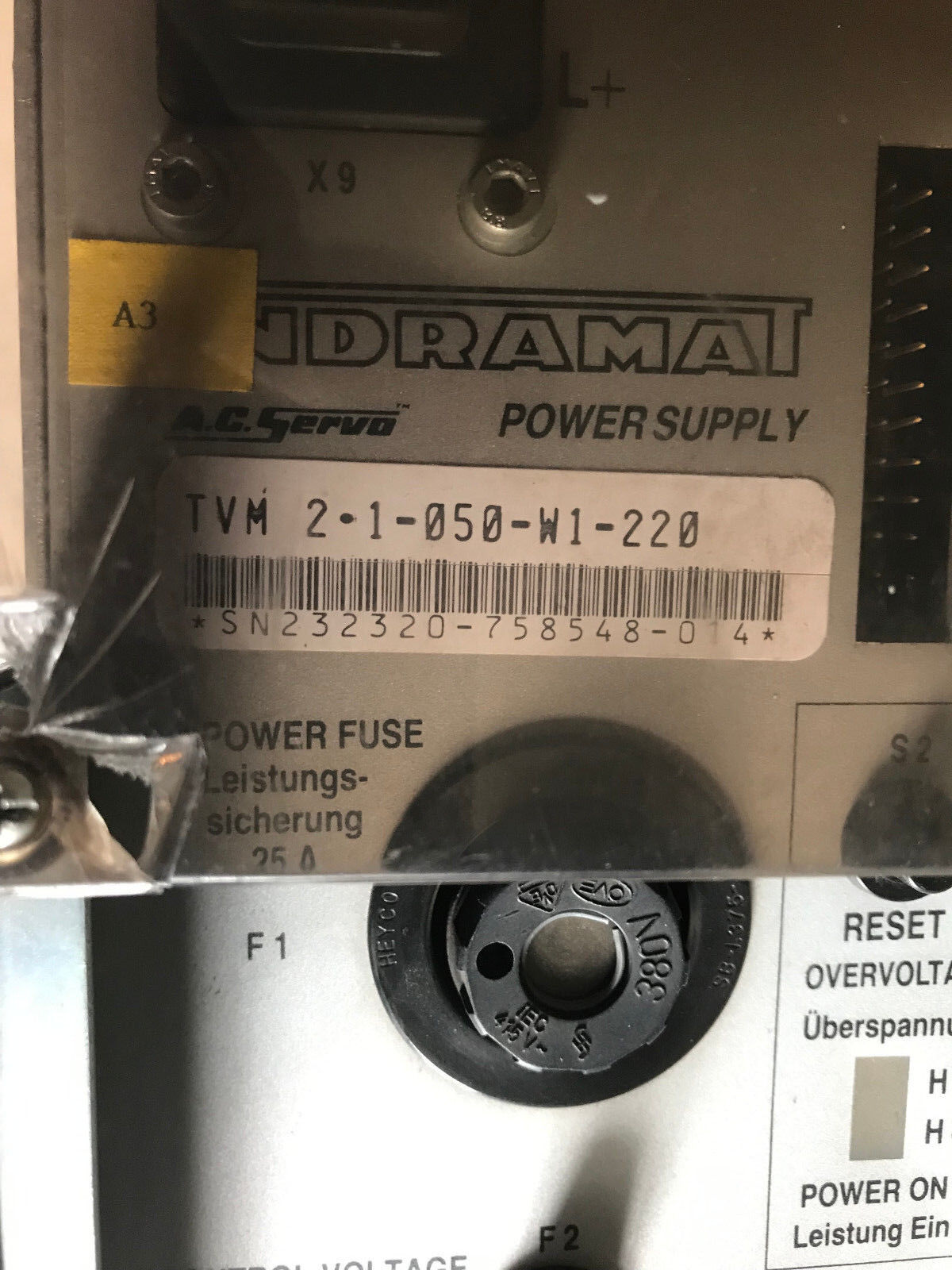 Indramat Tvm 2.1-050-W1-220 Bosch Power Tvm2.1-50-220/300-W1/220/380,Sr