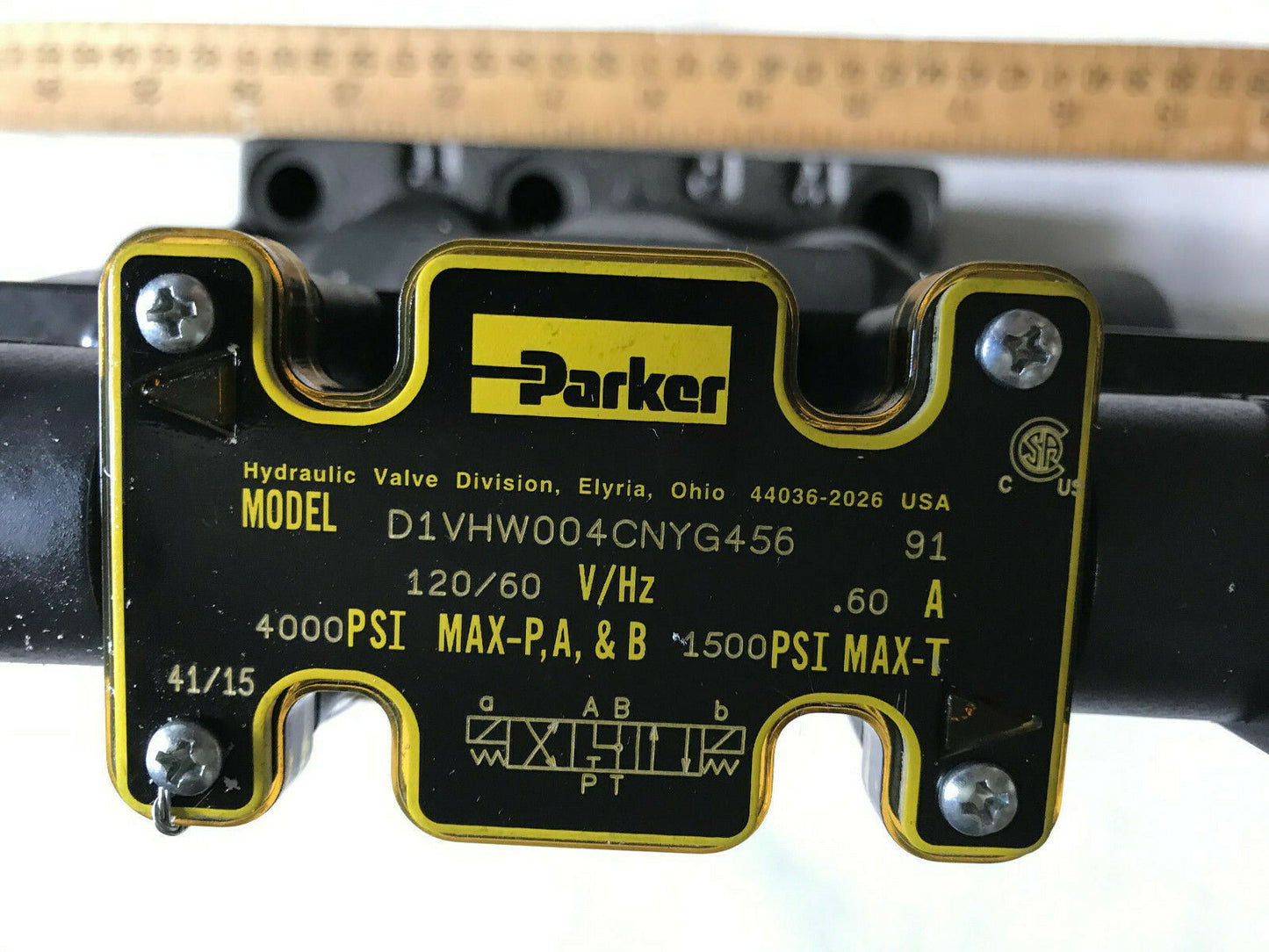 Parker D1vhw004cnyg456,D61vw004c4nyg456 Hydraulic Solenoid Valve,1801300,120V,Tf