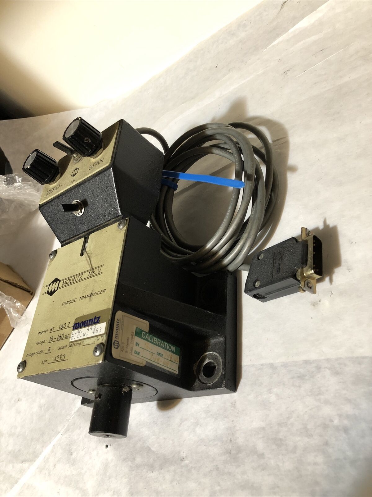 111 Mountz Bt 160Z,Range 16-160Z Torque Tester Transducer Mk V Code B,Bx