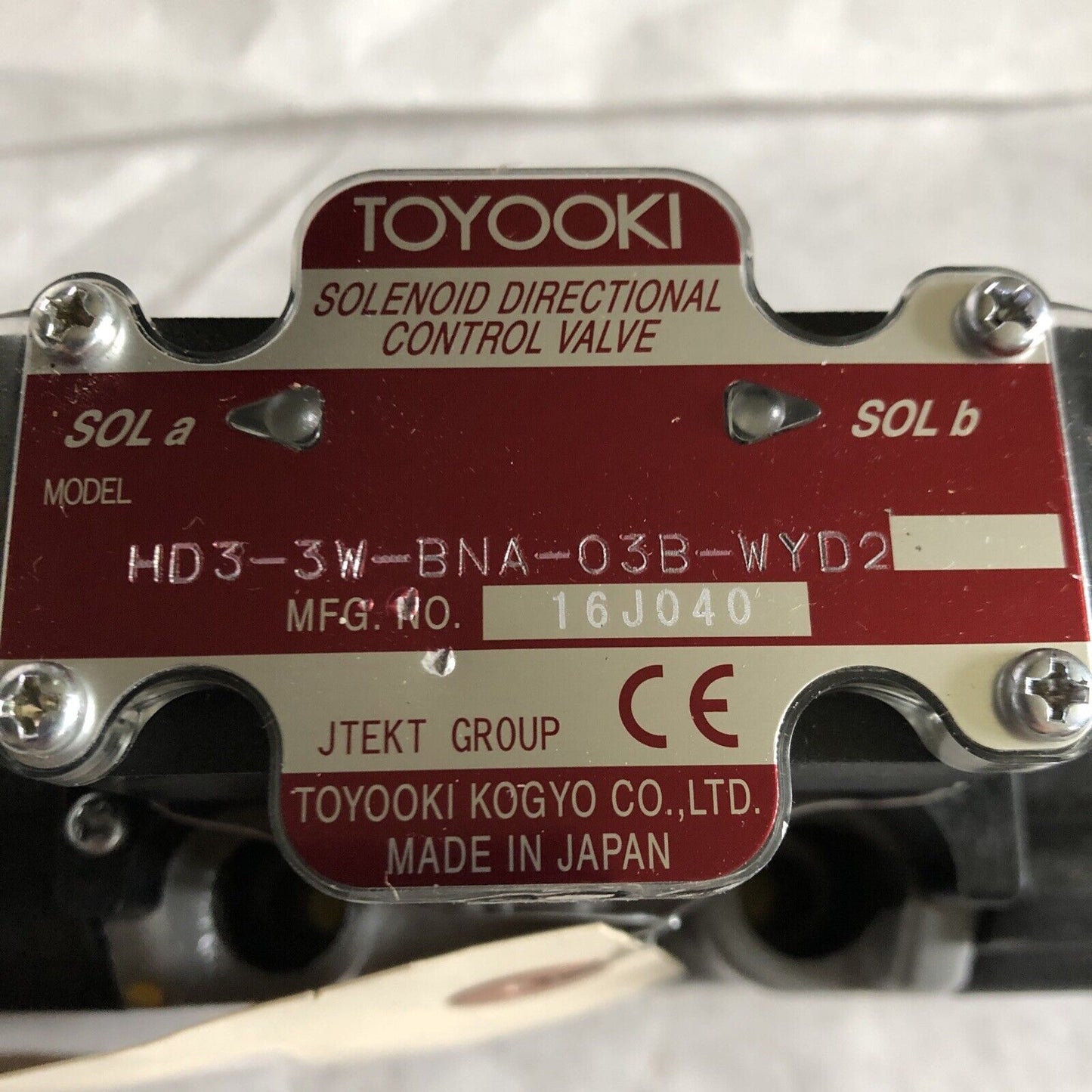 New Toyooki Hd3-3W-Bna-03B-Wyd2 Solenoid Directional Control Valve,Tapbt 16,Ap