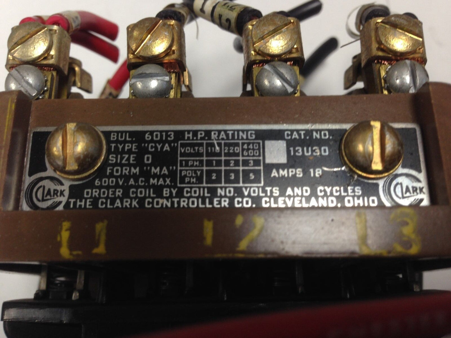 Clark 6013 13U30 Magnetic Motor Starter 120V Coil,18A, 600V Nema 0 3-Ph,Da