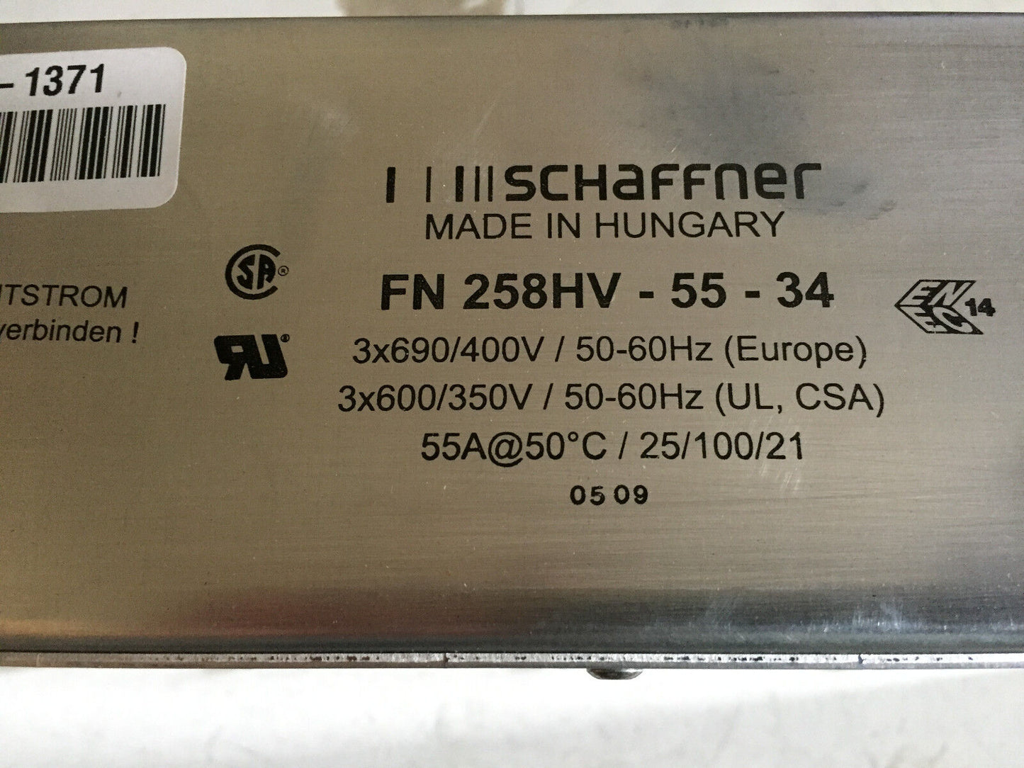 New Schaffner Fn 258Hv-55-34 Emc Filter,Cs
