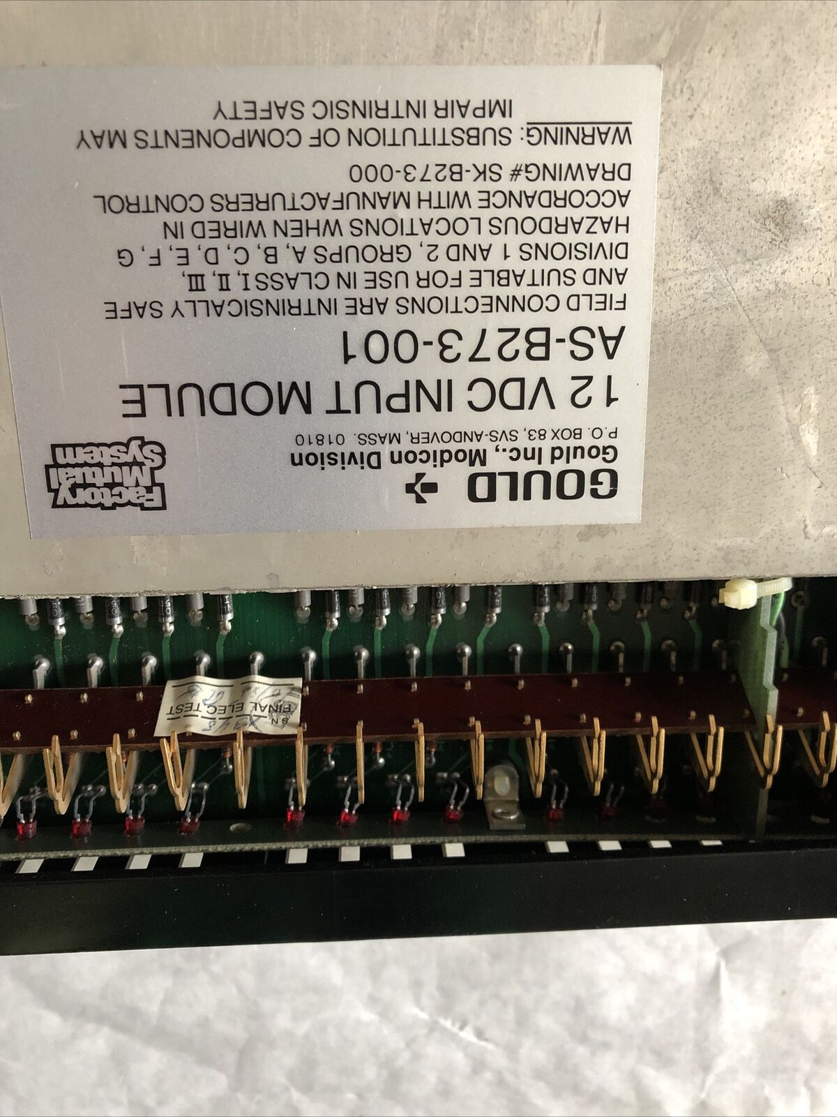Gould As-B273-001,12 Vdc Input Module,Modicon 12Vdc Intrinsic Safe Input B273,Ee