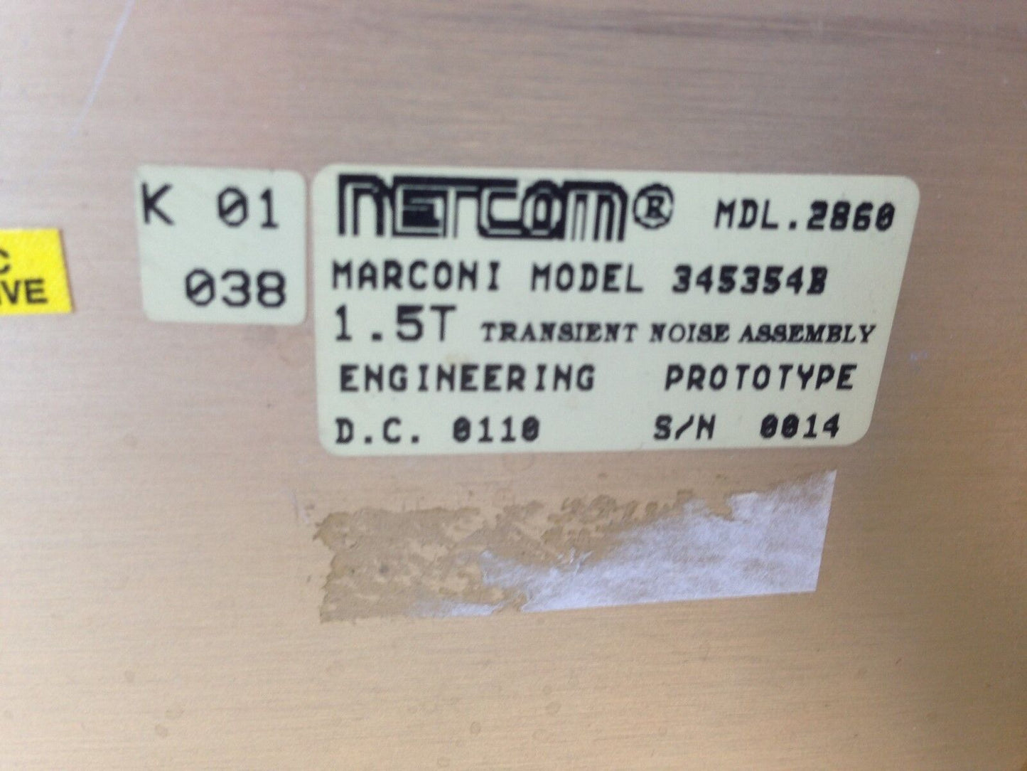 Netcom Marconi 345354B 1.5T Transient Noise Assembly, Eclipse Mri,Mdl.2860,Dh