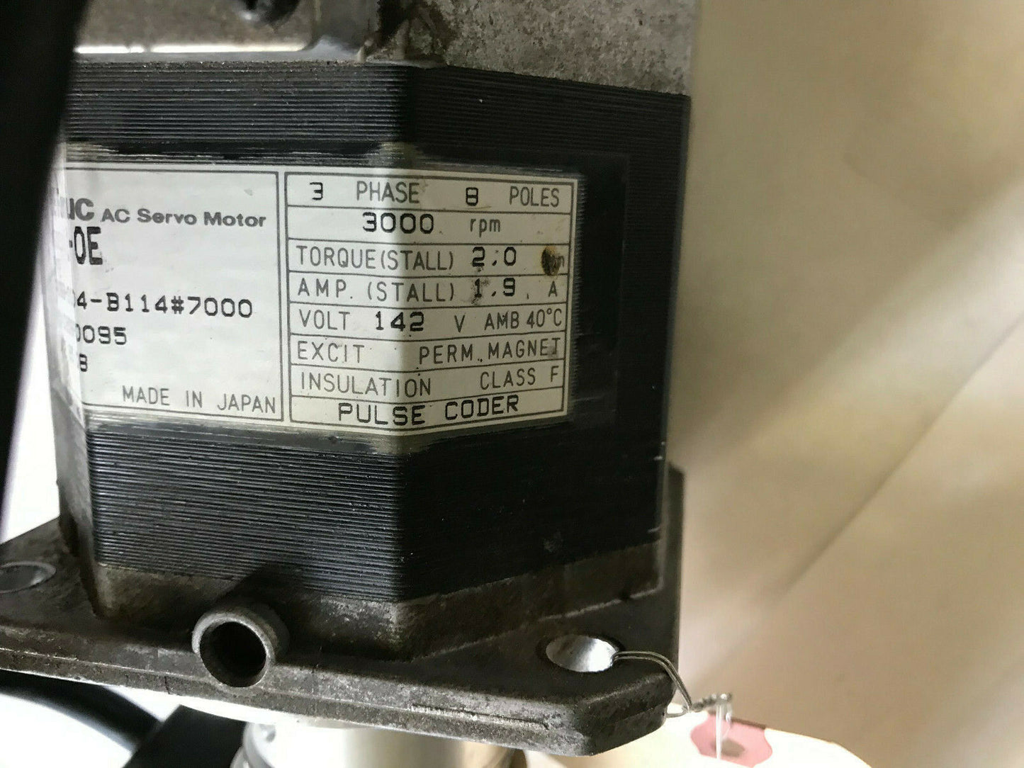 Ge Fanuc 1-Oe,A06b-0104-B114 #7000 Ac Servo Motor,3 Ph,3000 Rpm,Ge Fanuc 1-0E,Ae