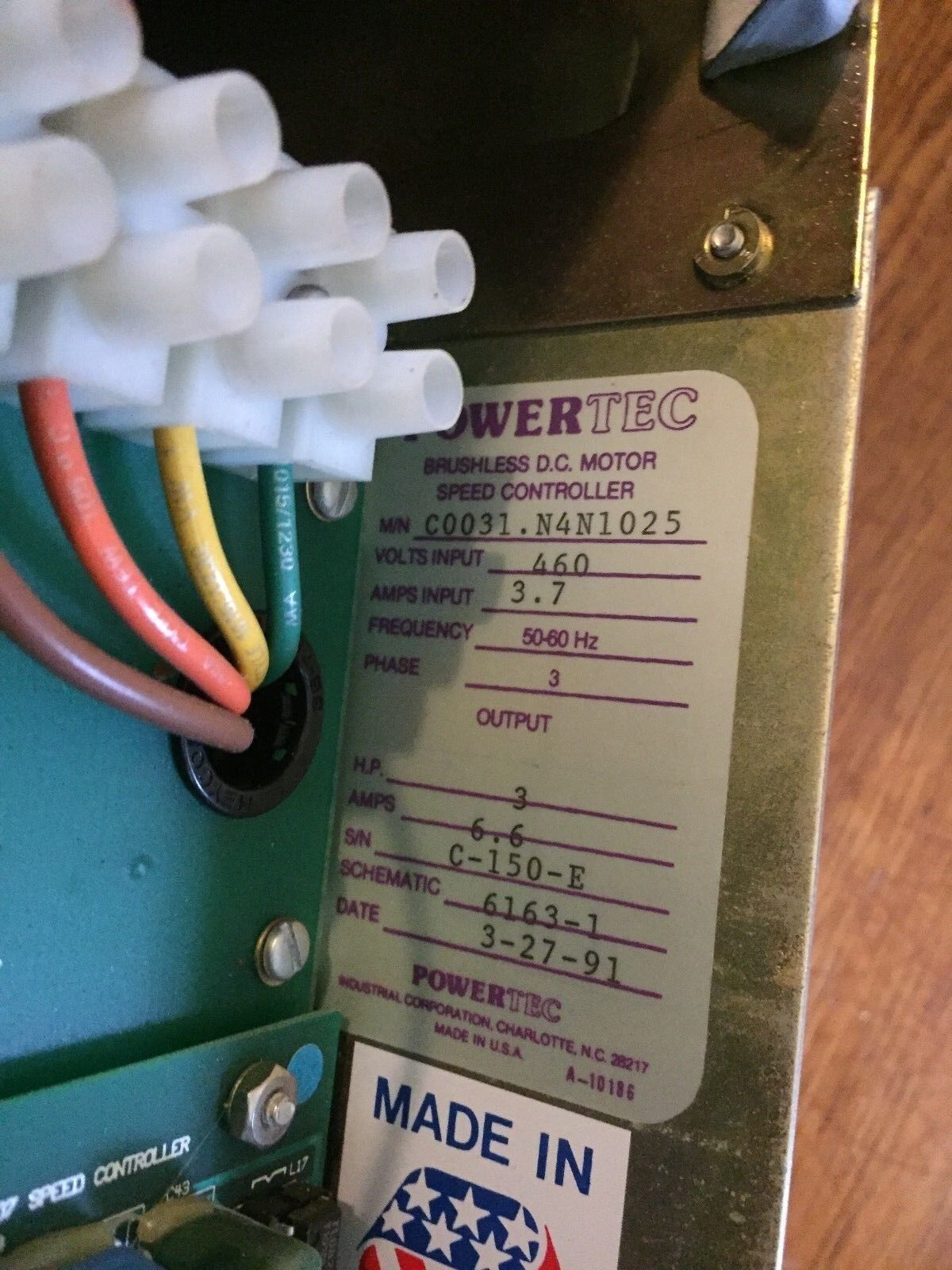 Powertec C0031.N4n1025,3Hp,Powertec Brushless 1000 Drive Dc Speed Controller,Ff