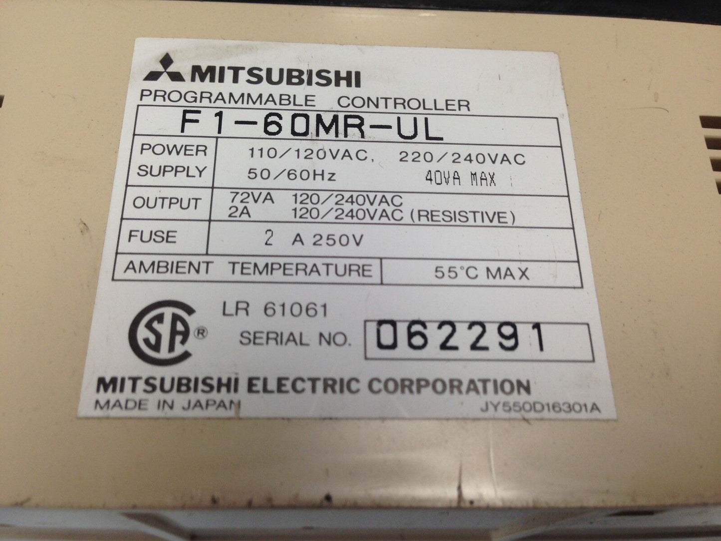 Mitsubishi F1-60Mr-Ul Melsec Programmable Controller,Plc Melsec F1-60Mr,Di