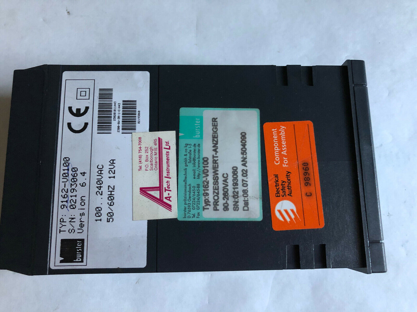 Burster 9162-V0100 Digital Temperature Controller,100-240 Vac Typ 9162,Si