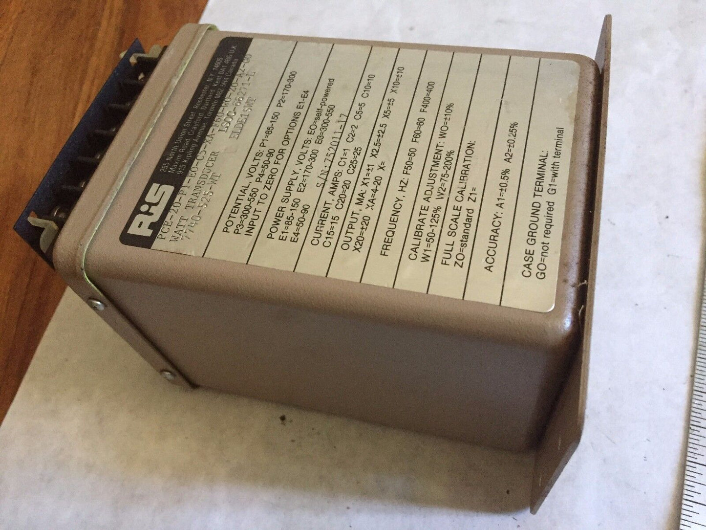 Ris Pce-20-P1-E0-C5-Xa-F60-W0-Z0-A2-G0,Ris Pce-20 Watt Transducer Rochester,Ap